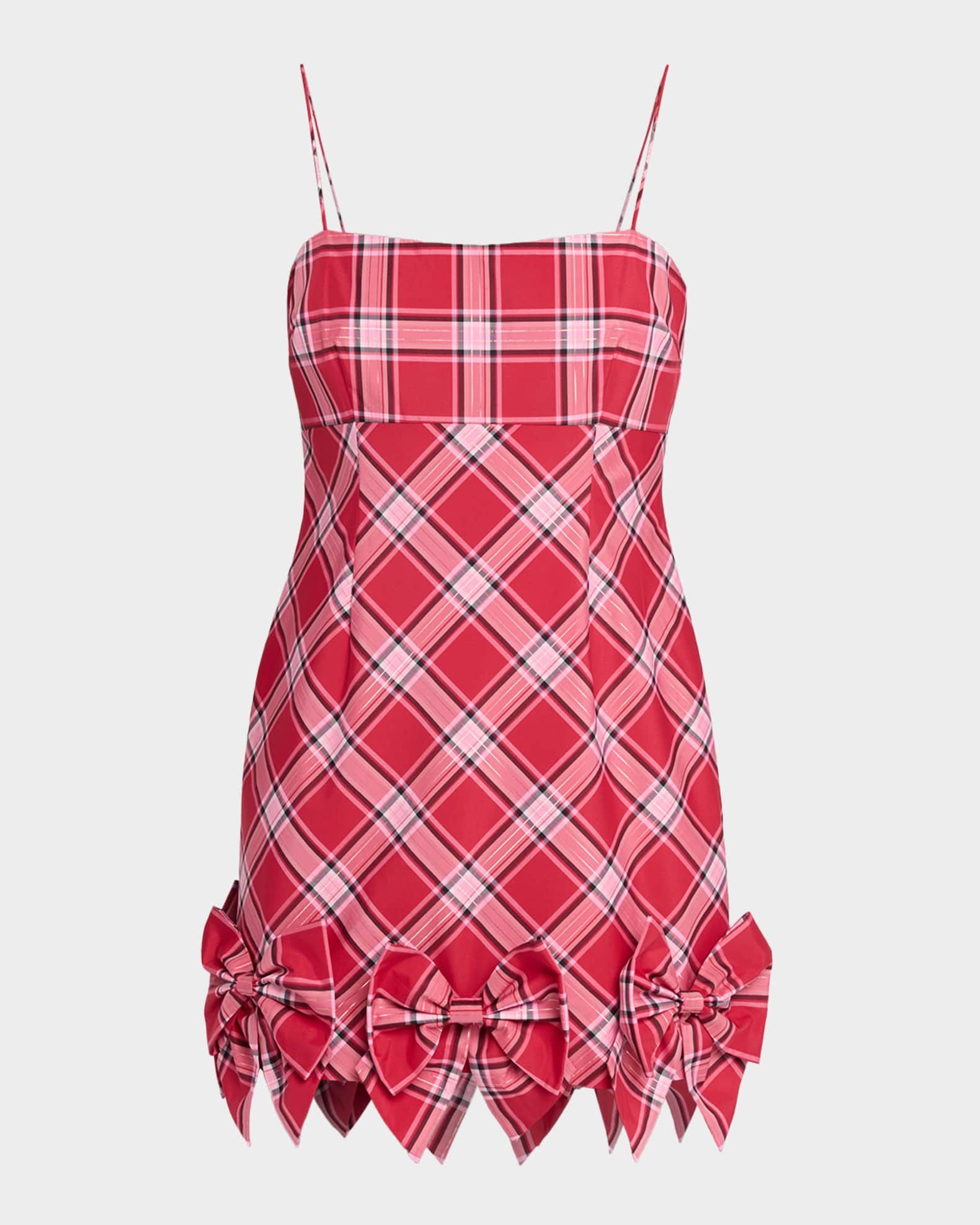 open lace back dress Red Plaid Mini Dress W/ Gold Buttons main image 0