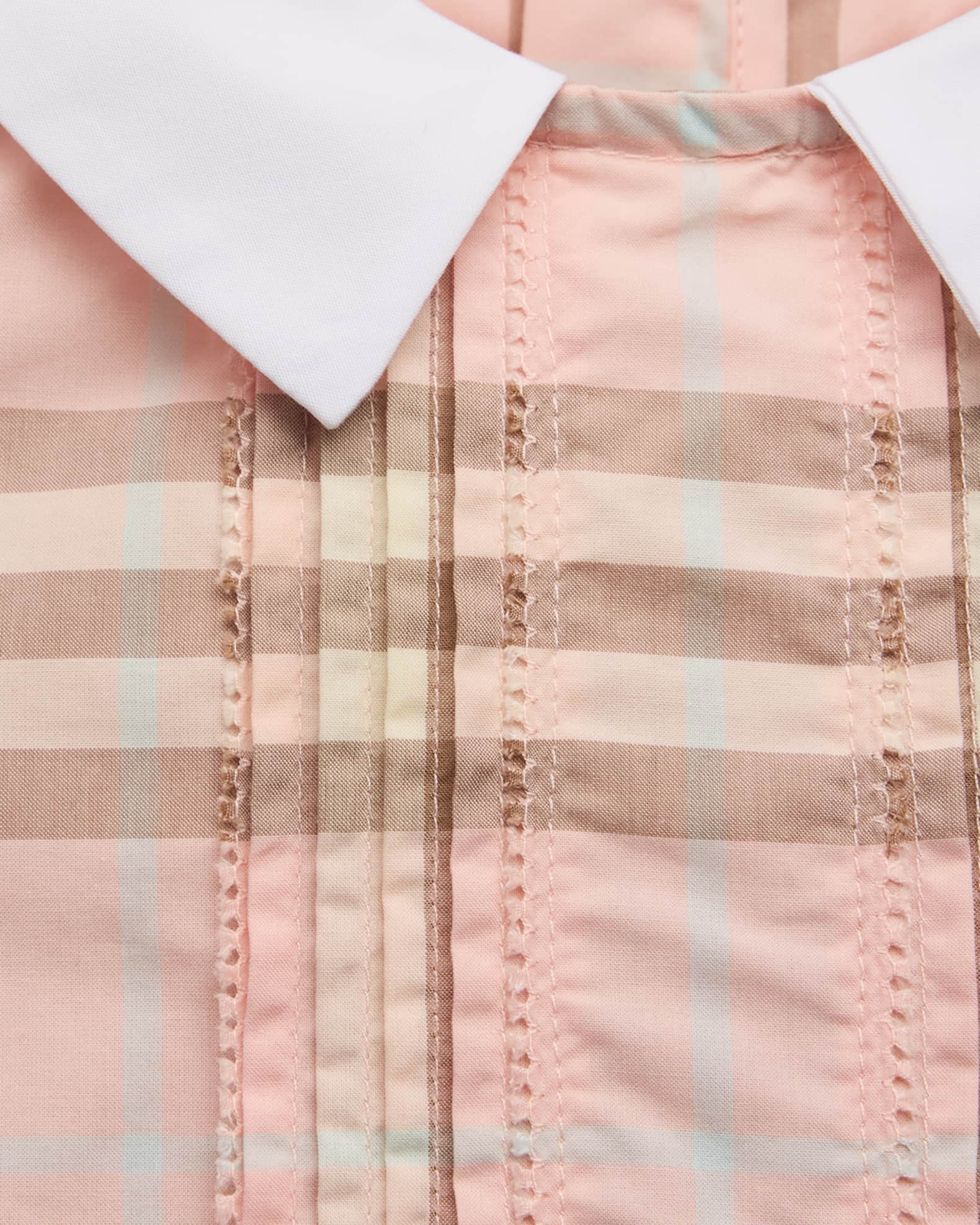 Burberry Girl's Pleated Check Cotton Dress, Size 6M-3 | Neiman Marcus