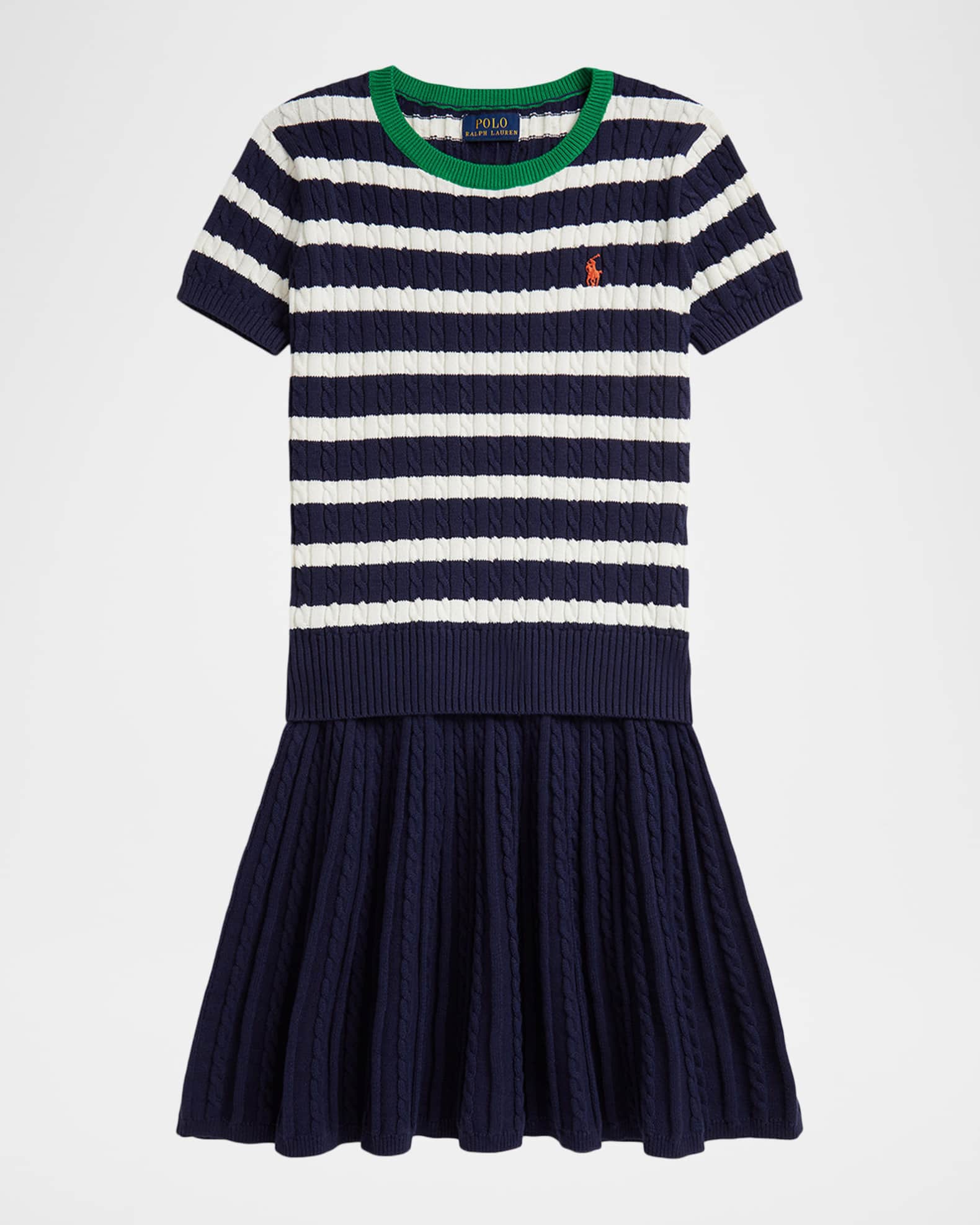striped cotton polo sweater dress 525 America Raya: Stripe Polo Dress Dark Blue Multi / XS