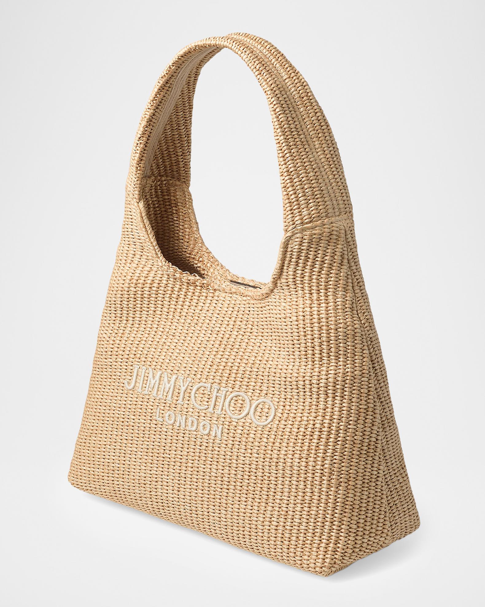 Jimmy Choo Riviera Diamond Raffia Hobo Bag | Neiman Marcus