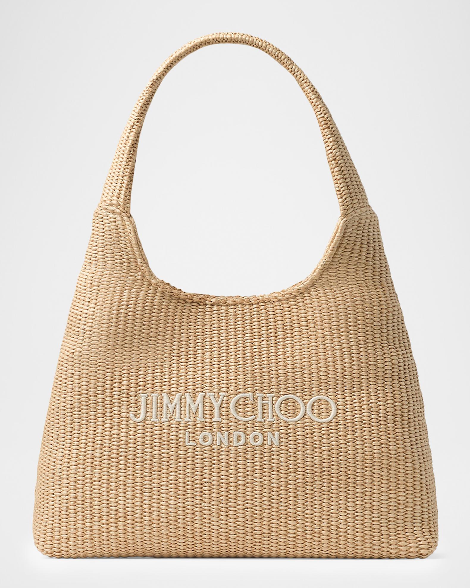 Jimmy Choo Riviera Diamond Raffia Hobo Bag | Neiman Marcus