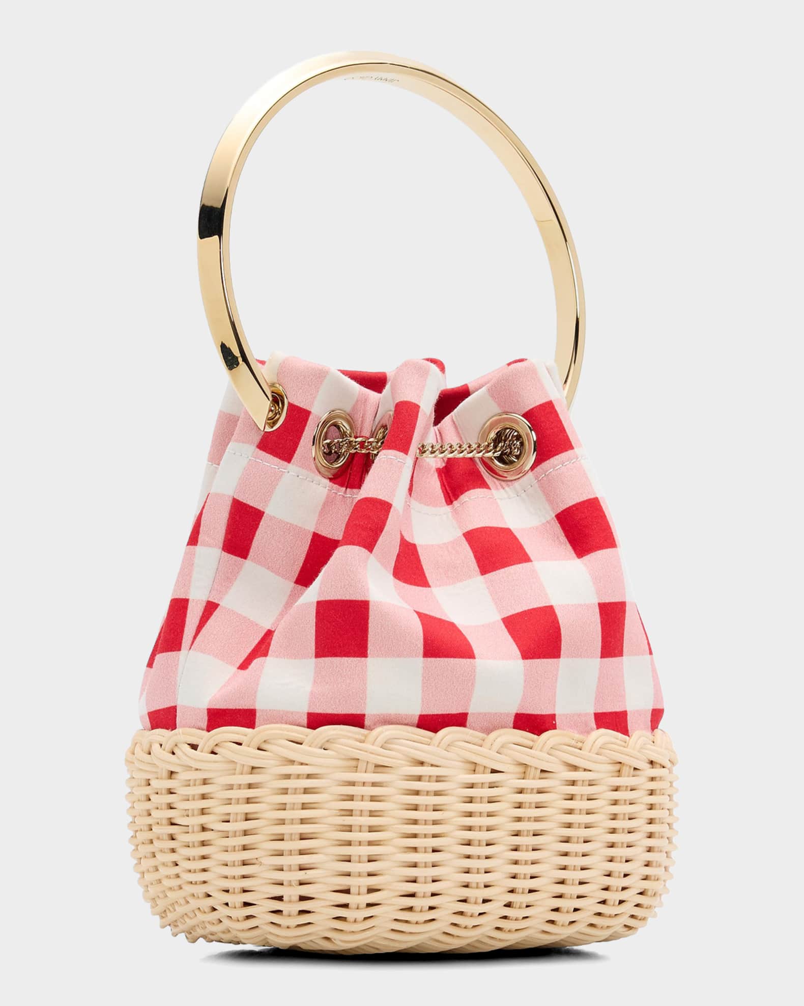 Jimmy Choo Bon Bon Beaded Raffia Bucket Bag | Neiman Marcus