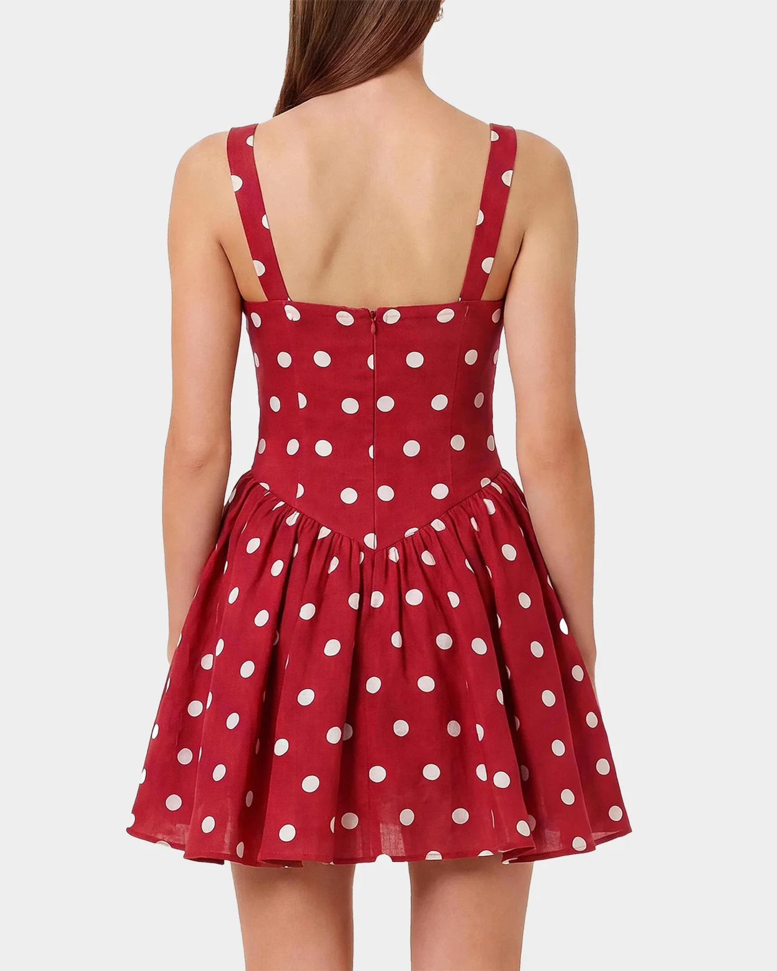 NICHOLAS Vittoria Polka Dot Flounce Mini Dress | Neiman Marcus