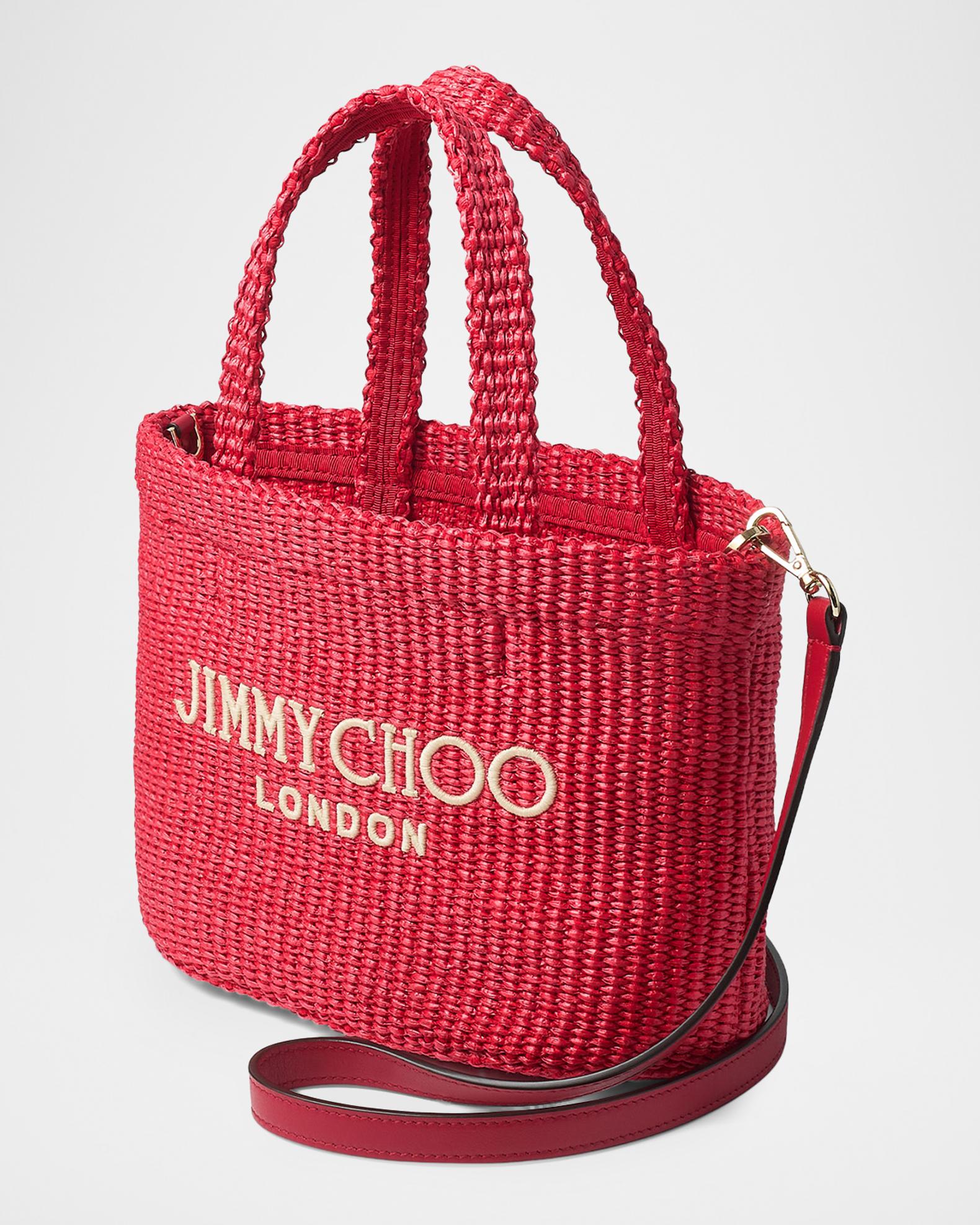 Jimmy Choo Embroidered Raffia Small Beach Tote Bag | Neiman Marcus