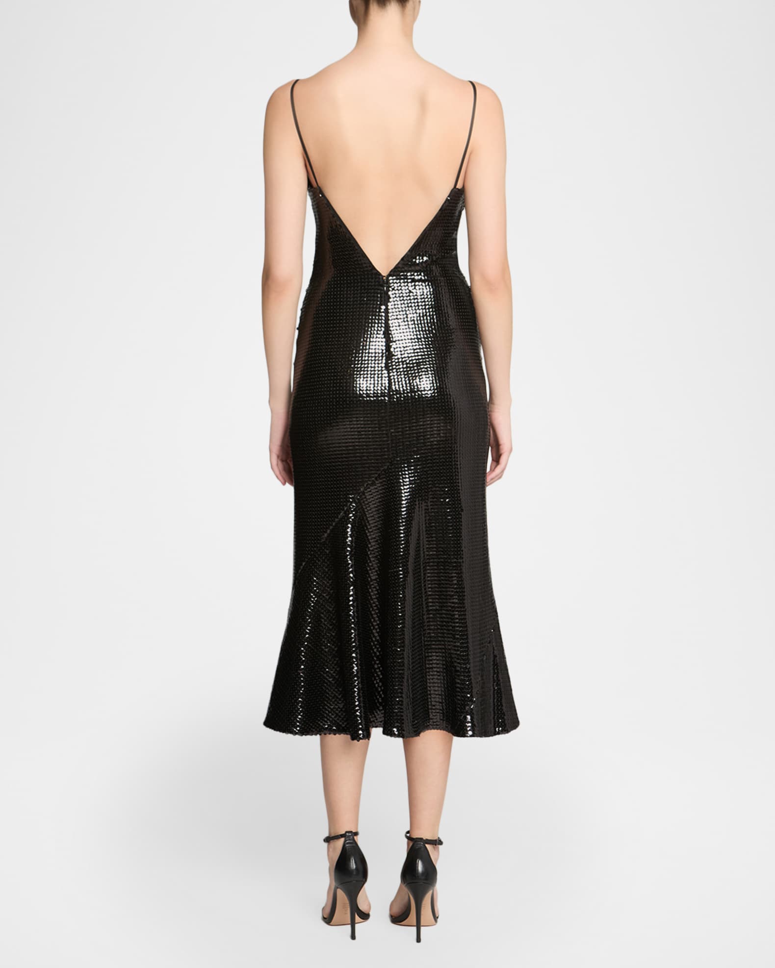 Halston Women's Lucia Sequinned Midi Dress - Black - Size 4