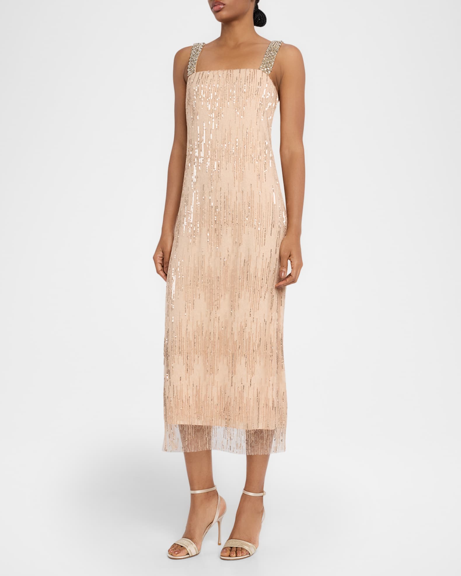 knee length dresses for ladies Jasmin Bead-Embellished Tulle Midi Dress main image 0