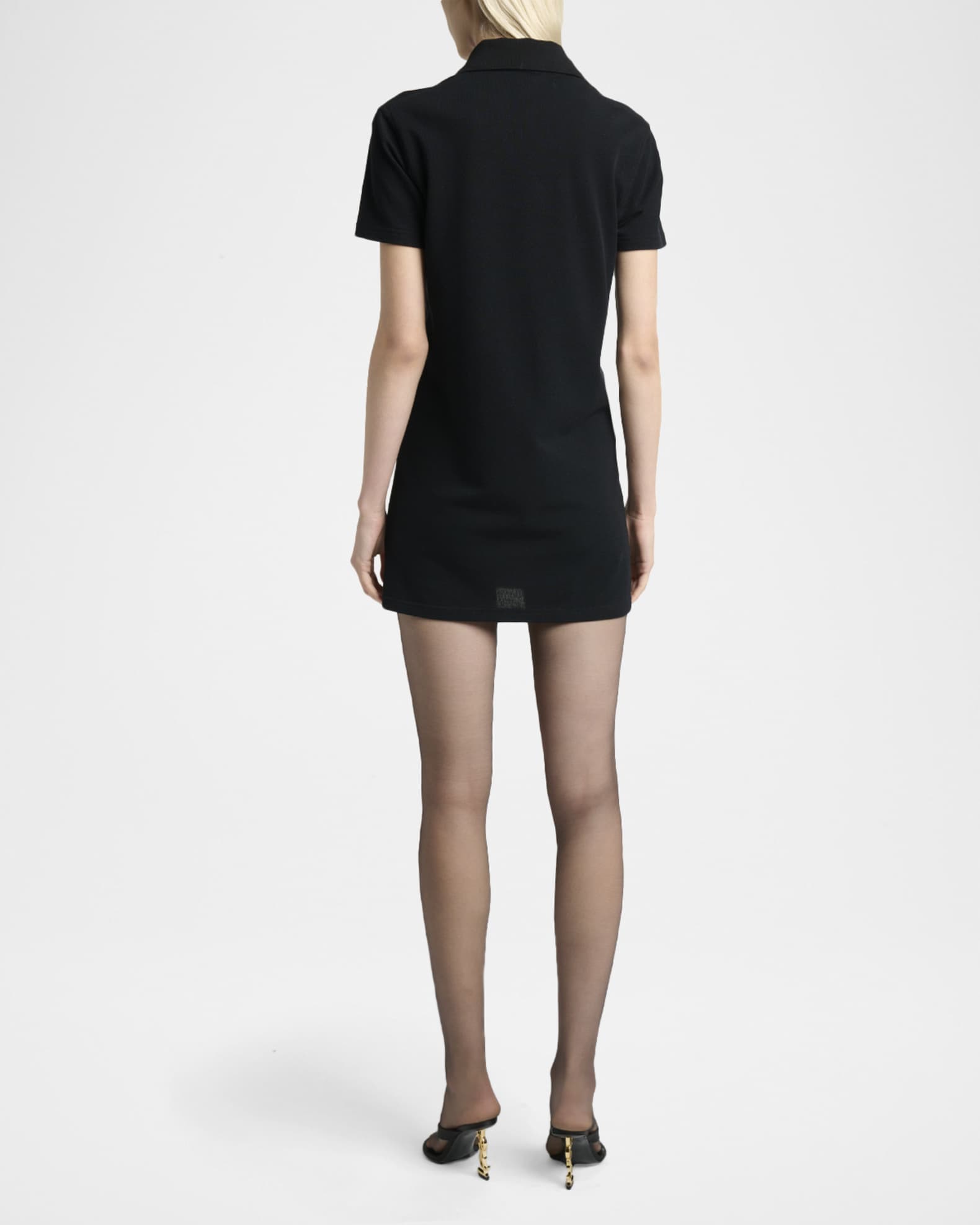 Saint Laurent Short-Sleeve Cotton Pique Mini Polo Dress | Neiman Marcus