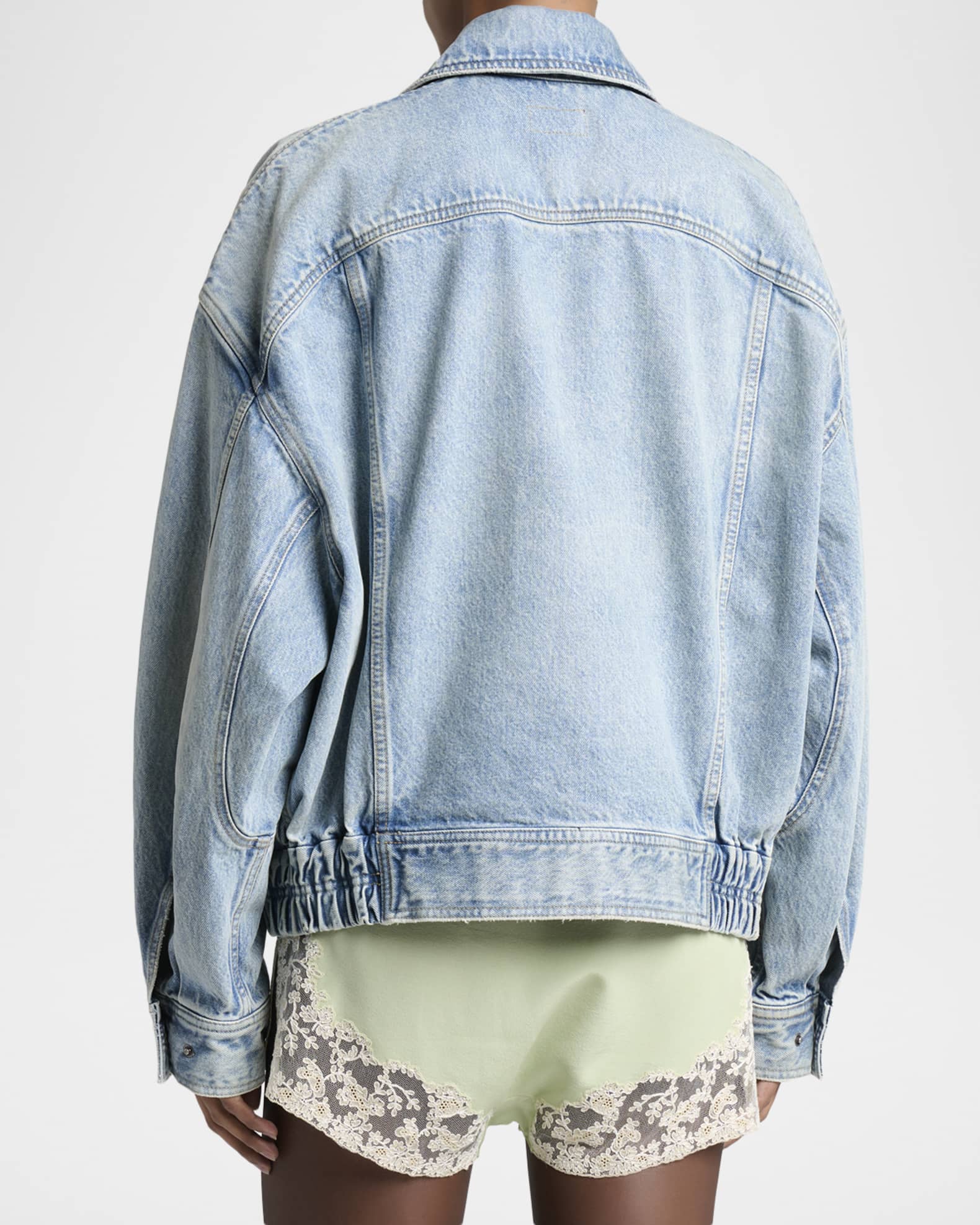 Saint Laurent Oversized Denim Zip Shirt Jacket | Neiman Marcus