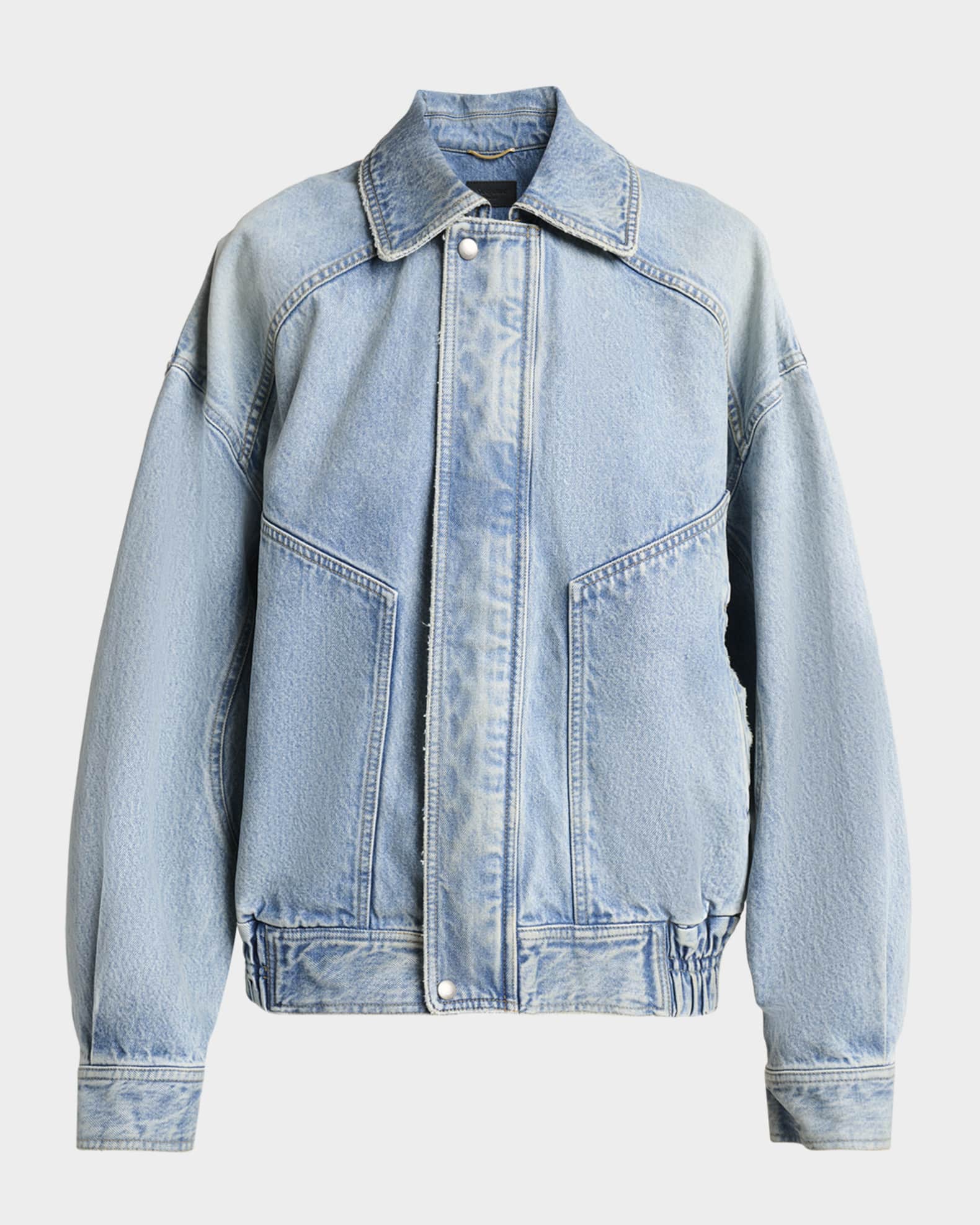 Saint Laurent Oversized Denim Zip Shirt Jacket | Neiman Marcus