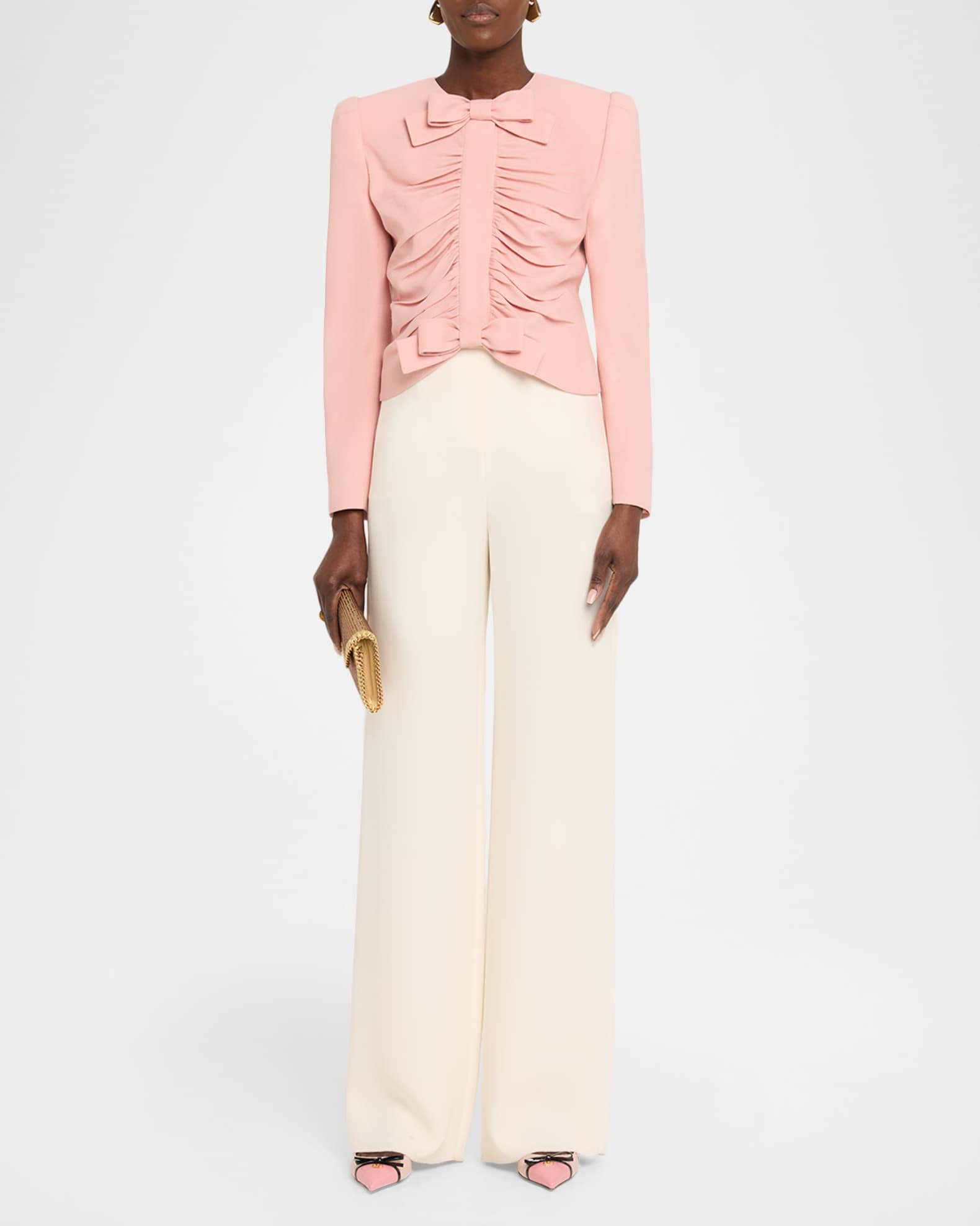Valentino Garavani Metallic Floral Jacquard Cowl-Neck Top | Neiman