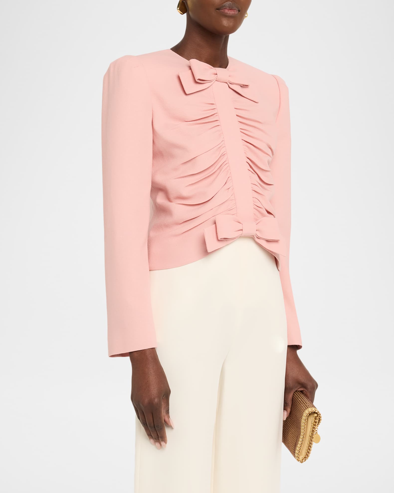 Valentino Garavani Metallic Floral Jacquard Cowl-Neck Top | Neiman