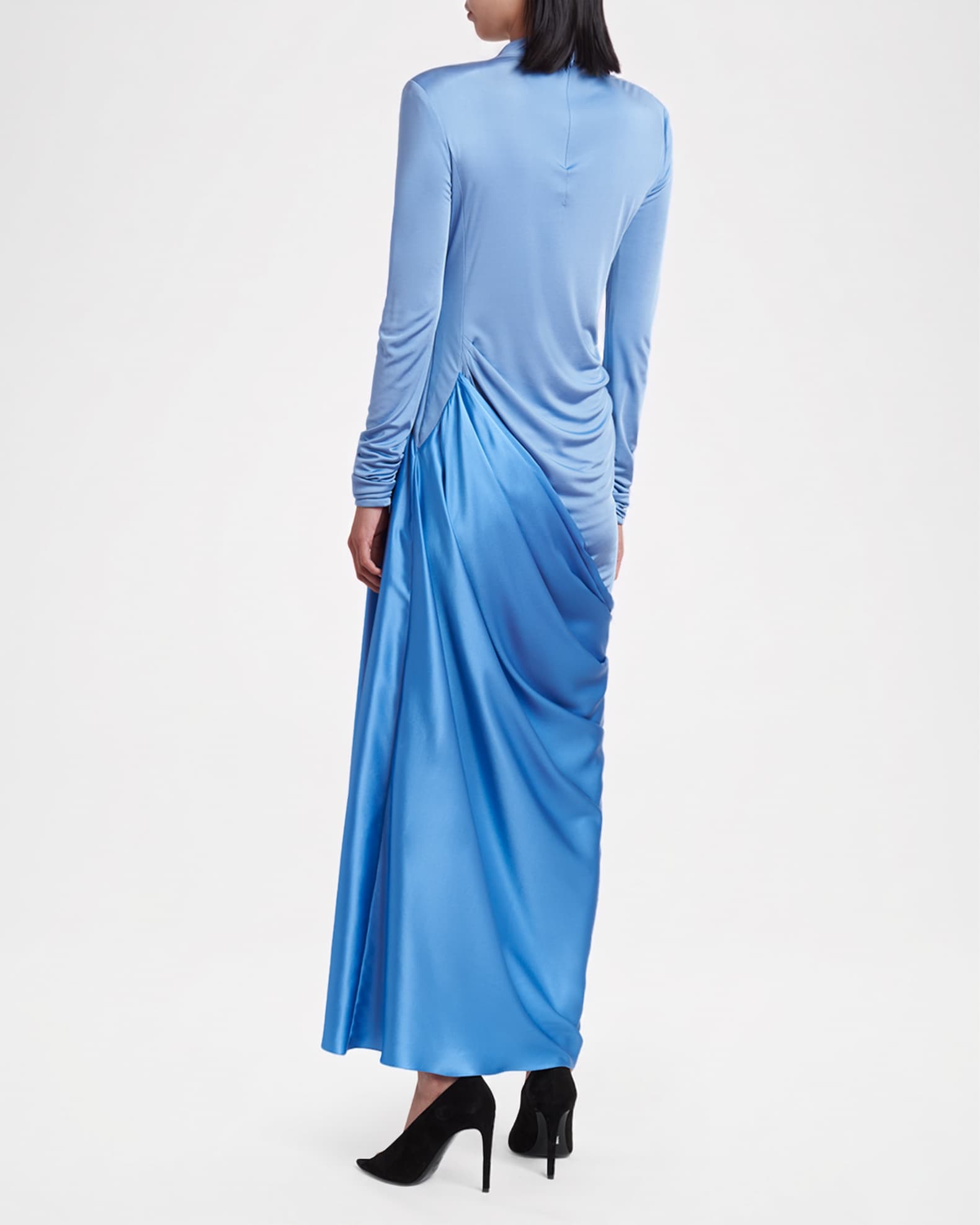 long sleeve champagne dress Ladivine CD242 Size 16 Champagne Long Pleated Chiffon A Line Bell Sleeve V Neck Formal Dress Bridesmaid Gown main image 0