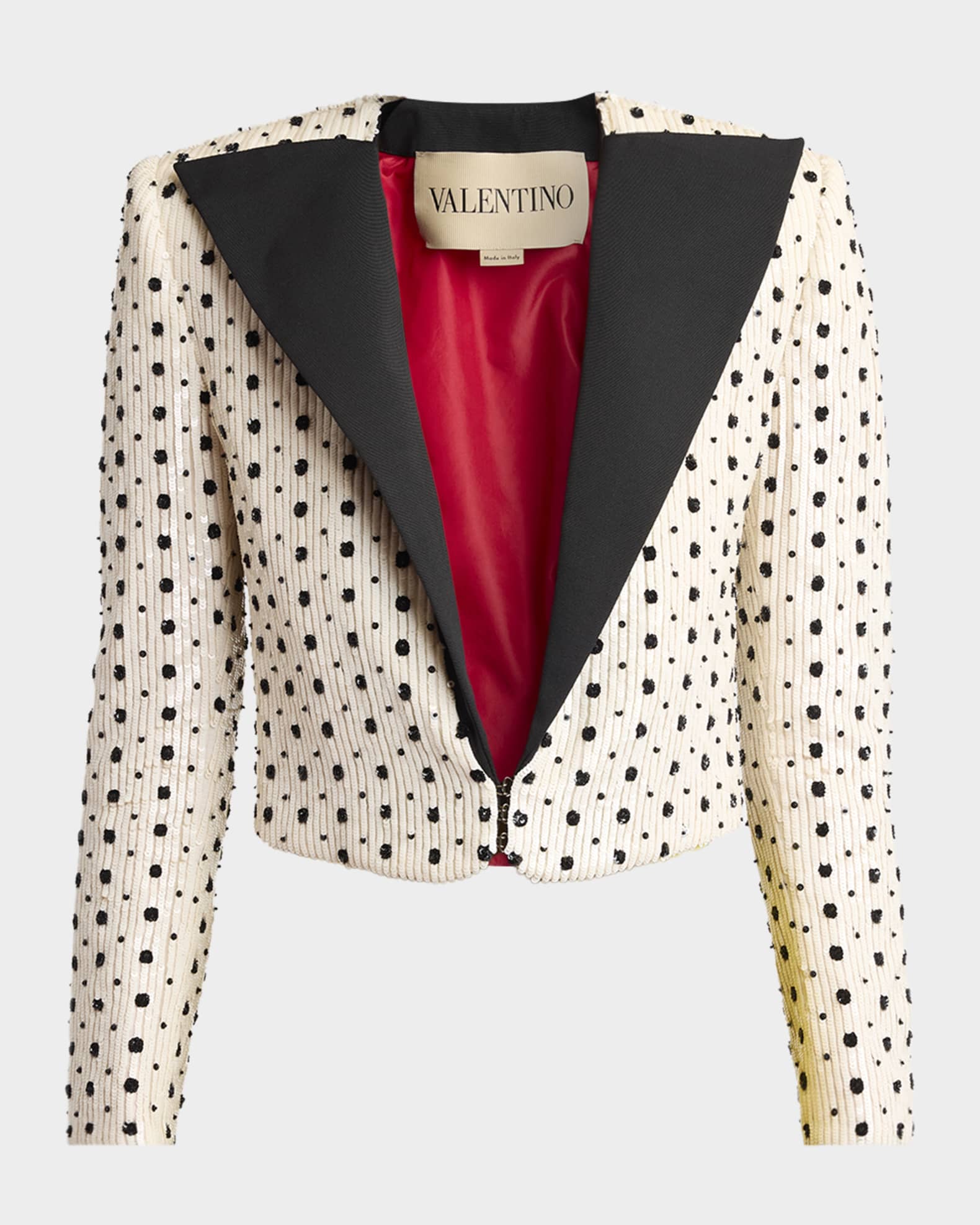 valentino garavarni ドット柄　ジャケット Valentino Garavani Polka-Dot Sequined Crop Blazer Jacket | Neiman