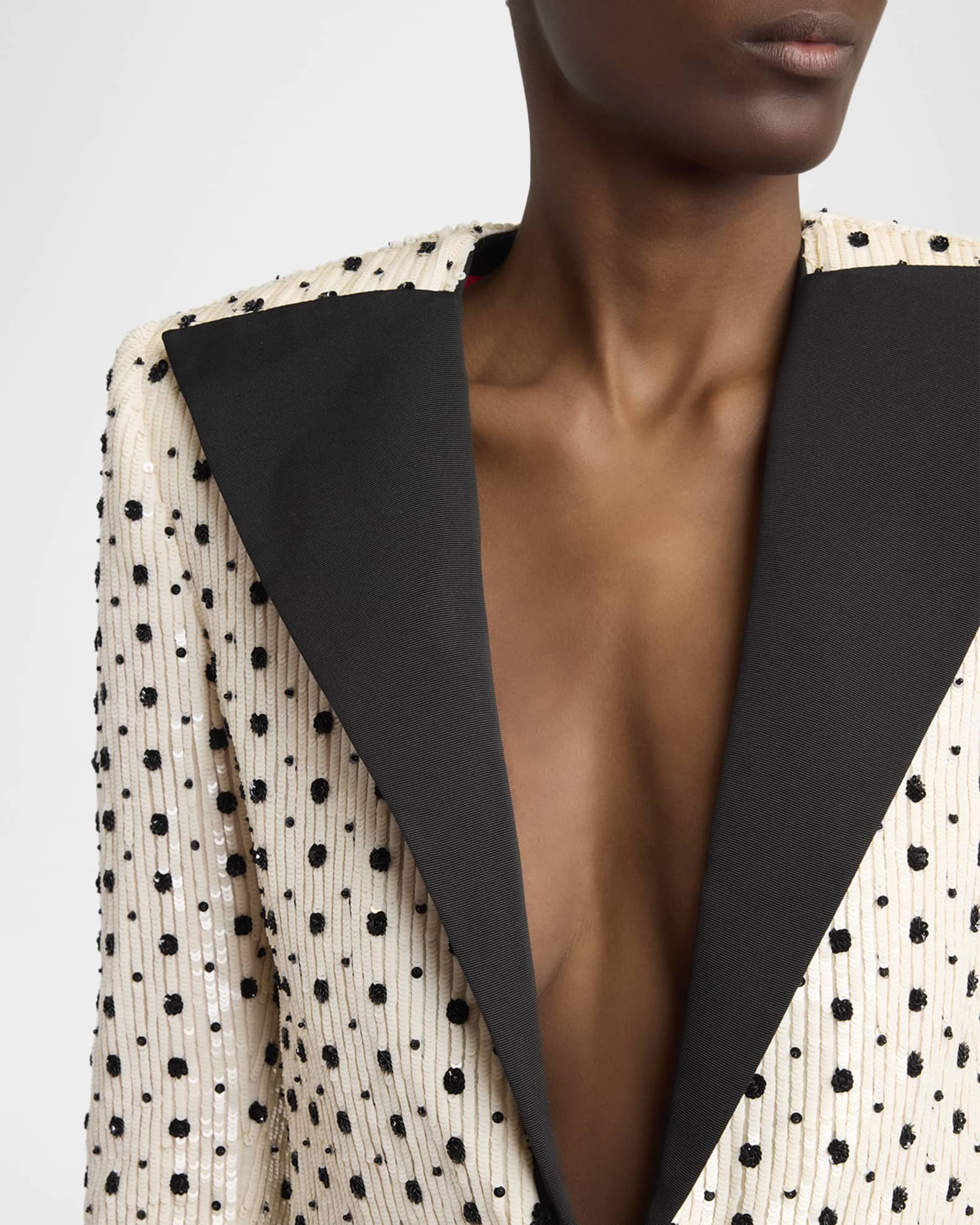 Valentino Garavani Polka-Dot Sequined Crop Blazer Jacket | Neiman