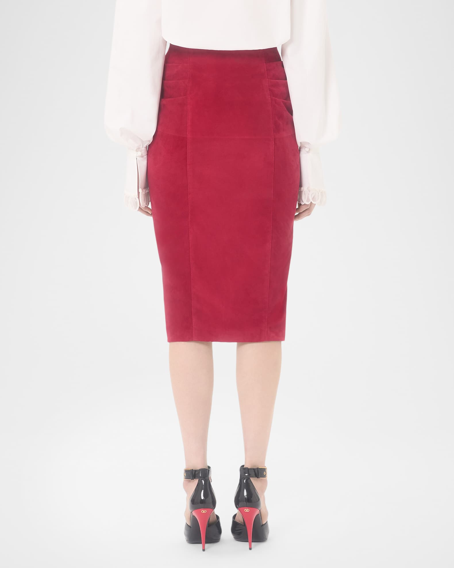 Valentino Garavani Ruched Suede Skirt | Neiman Marcus