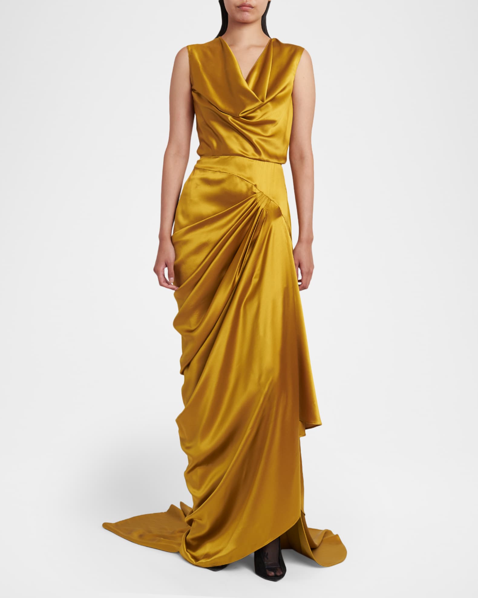 Valentino Garavani Cowl-Neck Sleeveless Draped Silk Maxi Dress | Neiman  Marcus
