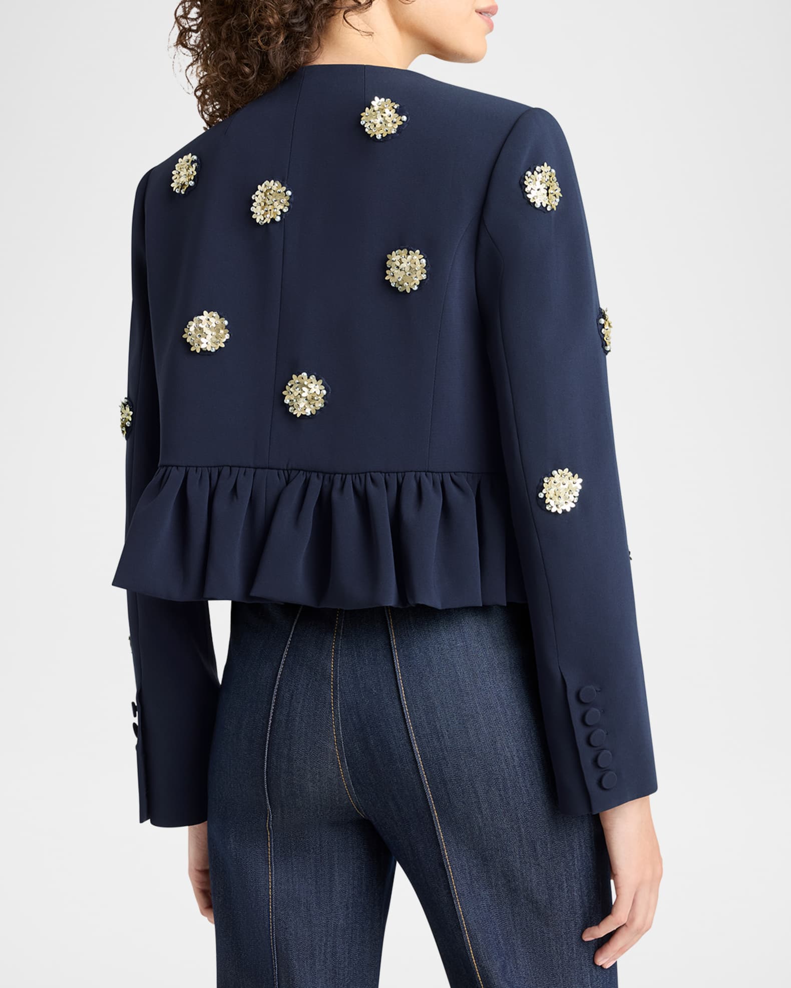 Cinq a Sept Zellie Flower Dots Crepe Jacket | Neiman Marcus
