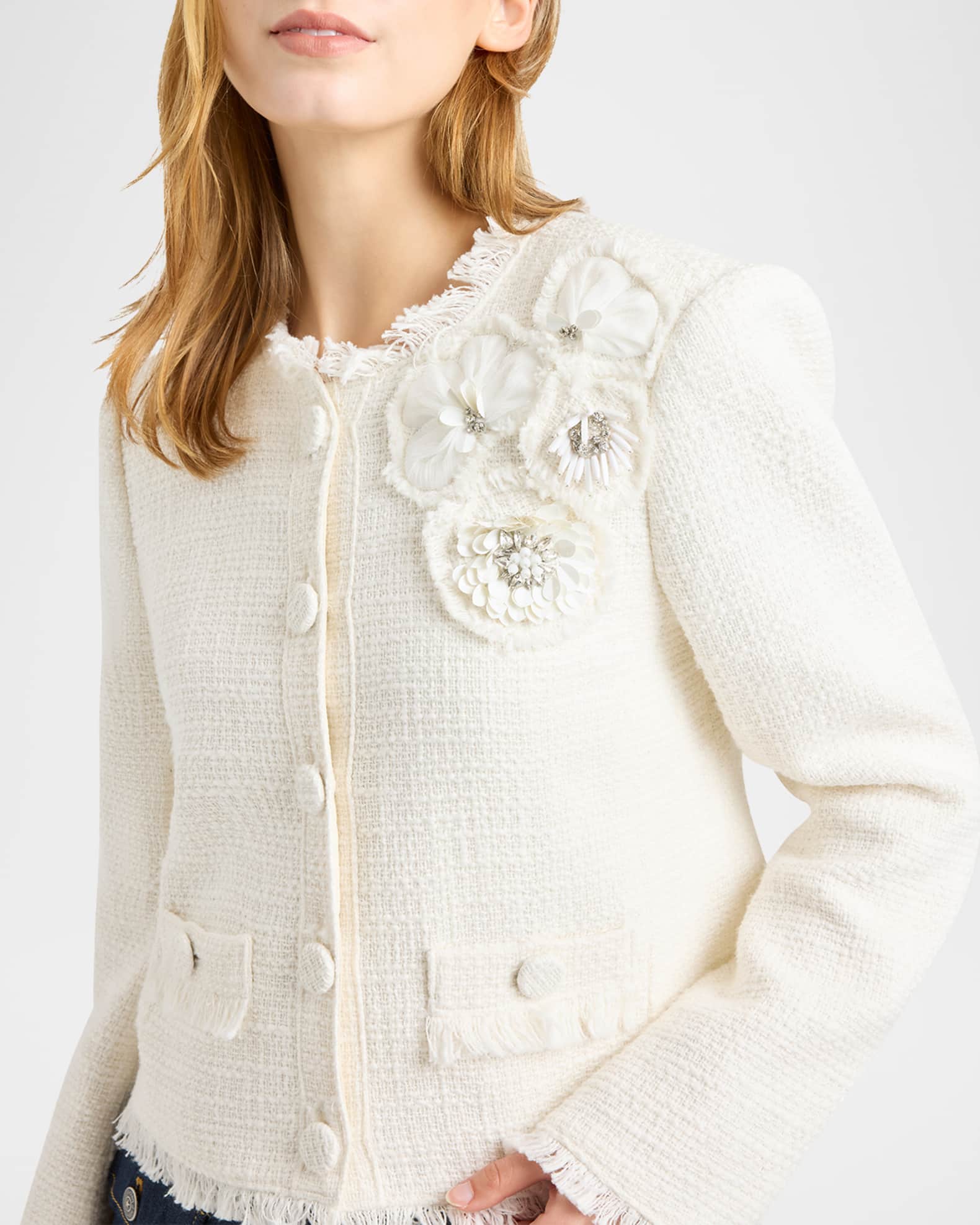 Cinq a Sept Christie Crunchy Flower Tweed Jacket | Neiman Marcus