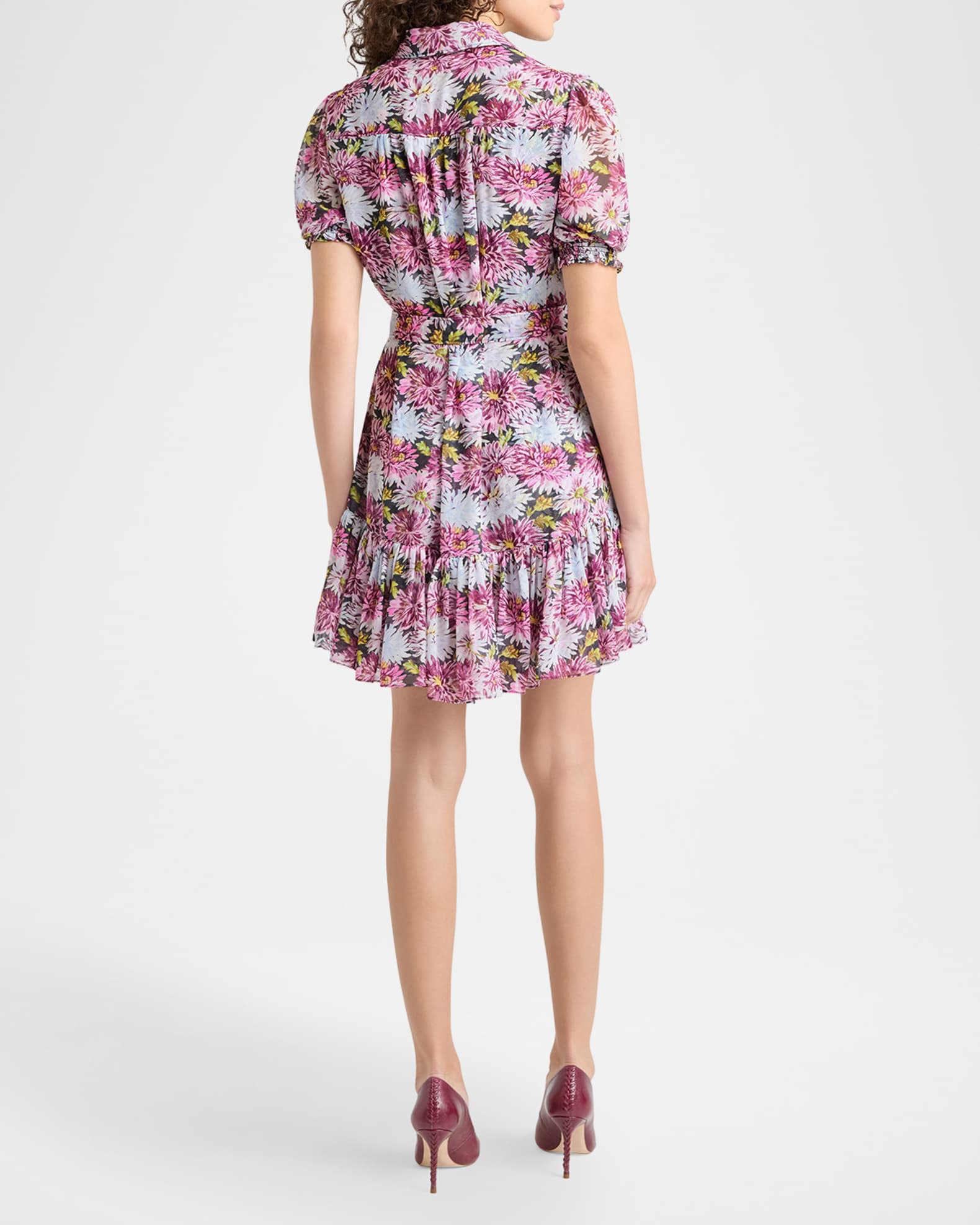 Cinq a Sept Halbini Short-Sleeve Dahlia-Print Shirtdress | Neiman