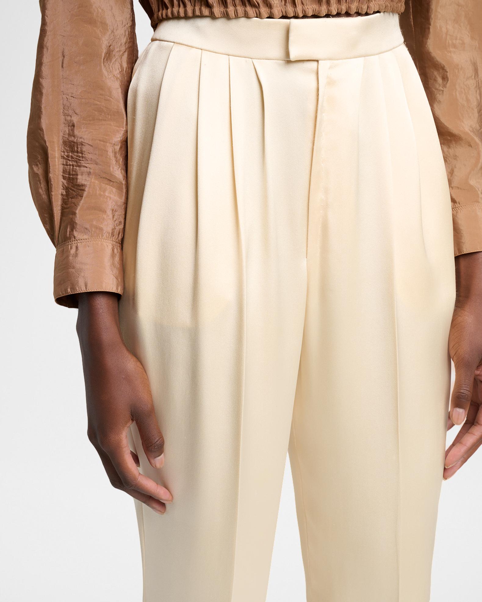 Saint Laurent Pleated Silk Slim-Leg Ankle Pants | Neiman Marcus