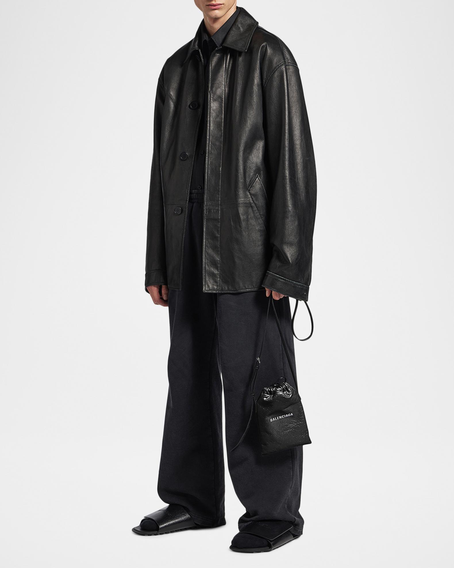 Balenciaga Men's Shopper Phone Holder in Arena Lambskin | Neiman
