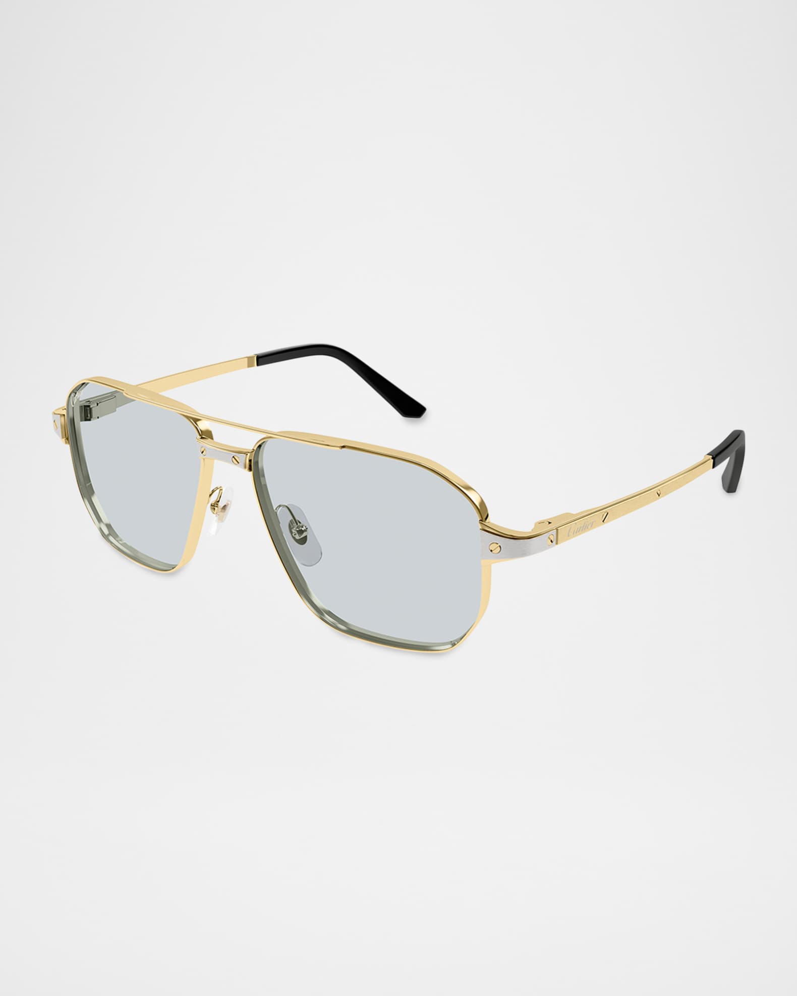 Cartier Men's CT0424S-006 Double-Bridge Metal Aviator Sunglasses