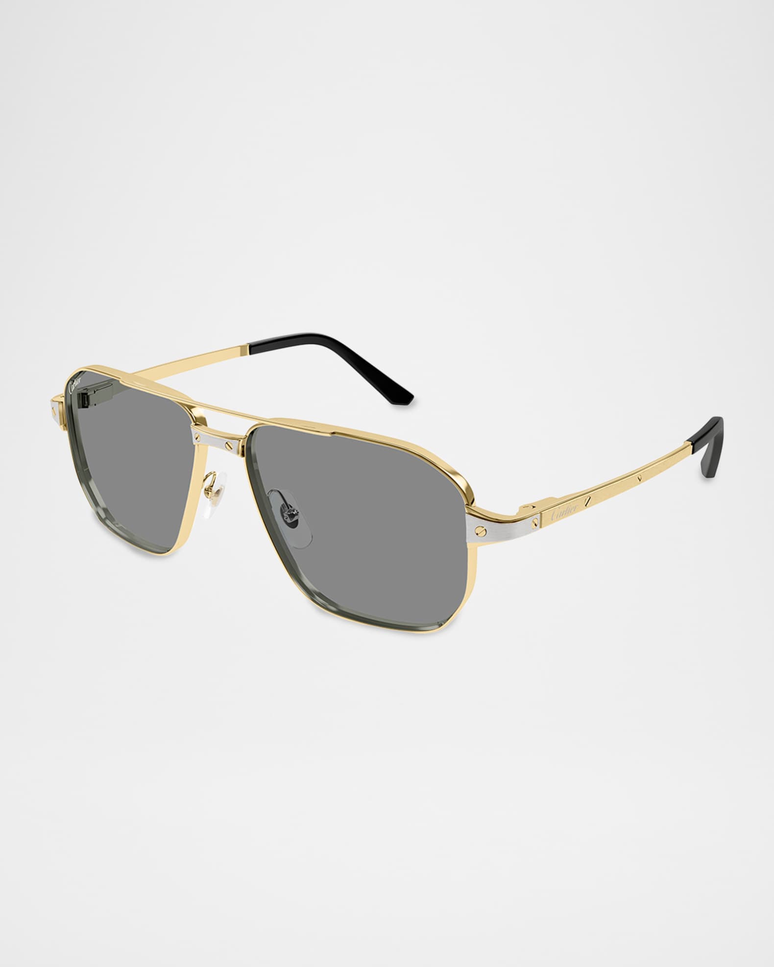Cartier Men's CT0424S-006 Double-Bridge Metal Aviator Sunglasses