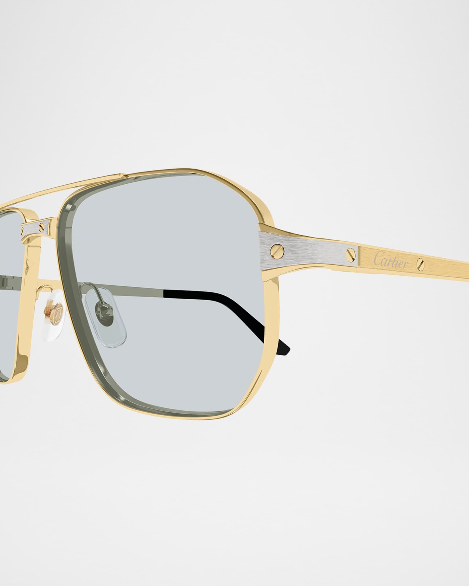Cartier Men's CT0424S-006 Double-Bridge Metal Aviator Sunglasses