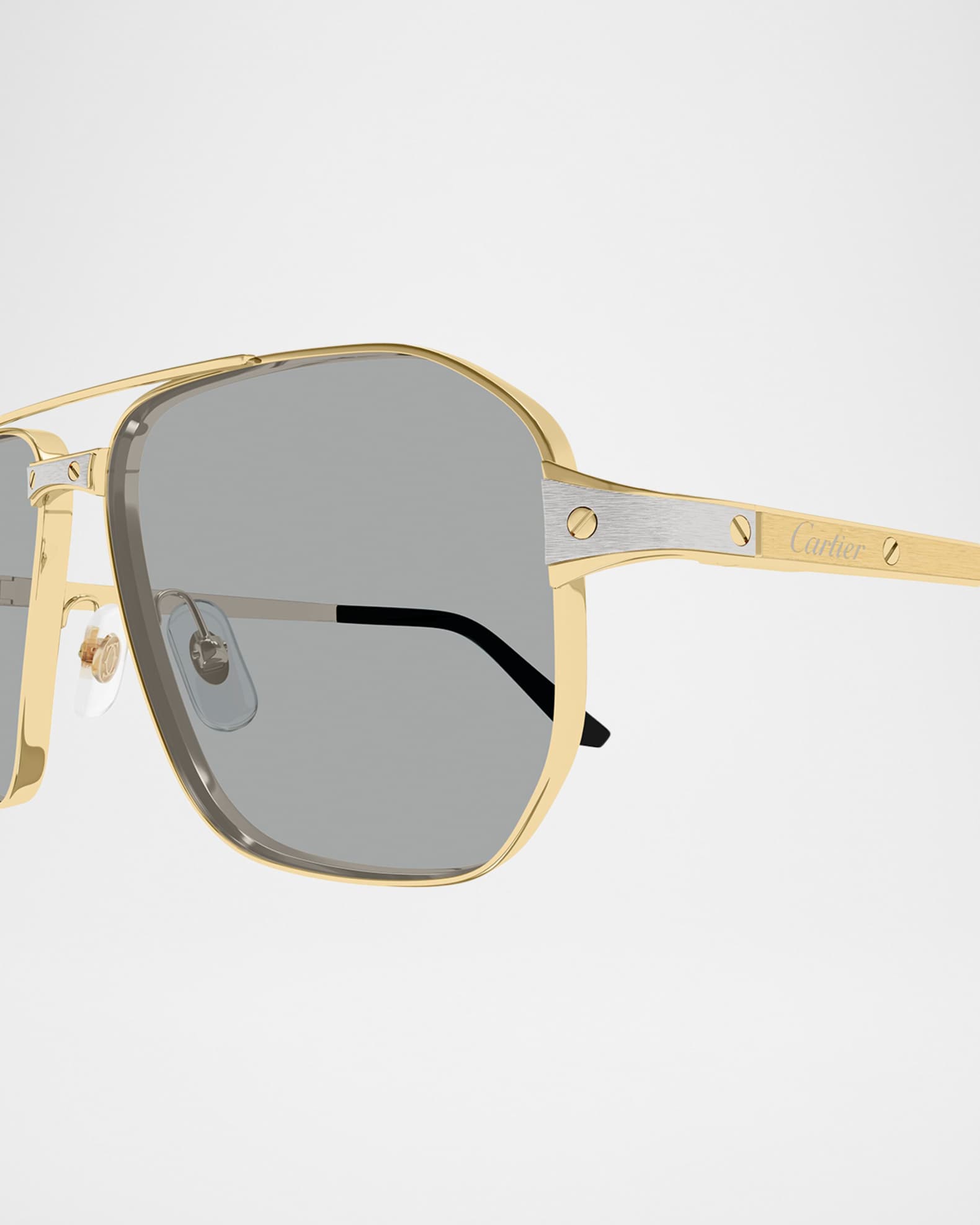 Cartier Men's CT0424S-006 Double-Bridge Metal Aviator Sunglasses