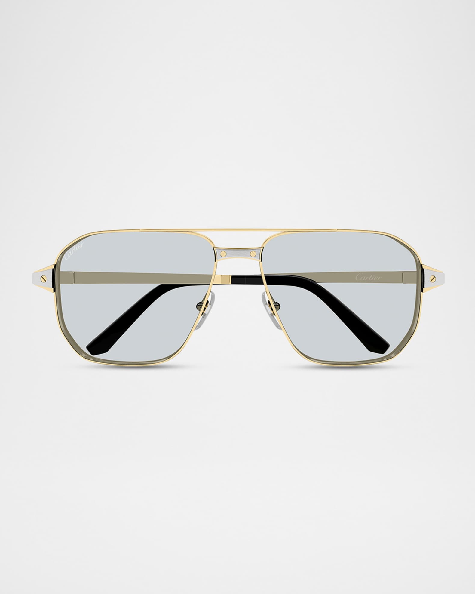 Cartier Men's CT0424S-006 Double-Bridge Metal Aviator Sunglasses
