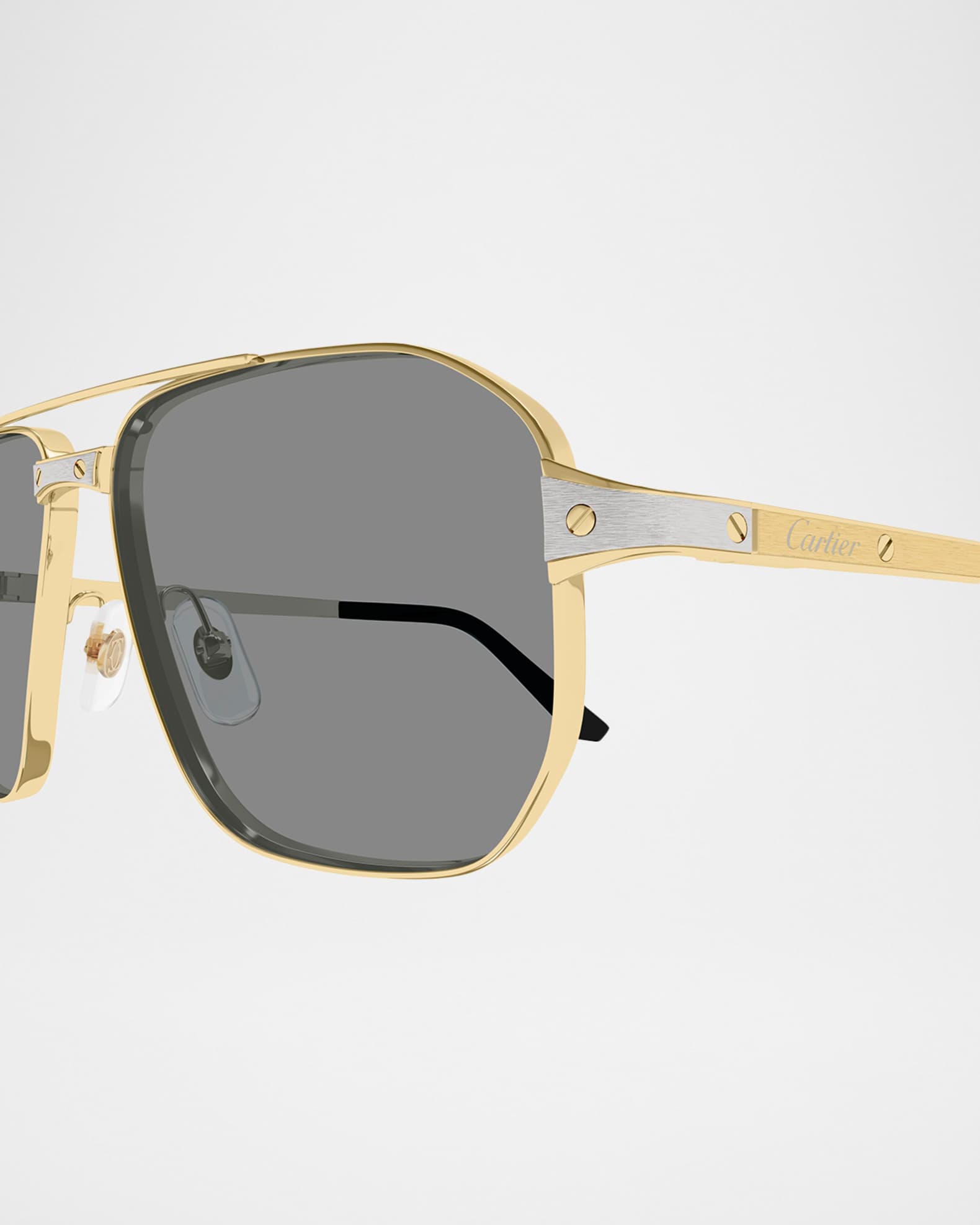 Cartier Men's CT0424S-006 Double-Bridge Metal Aviator Sunglasses