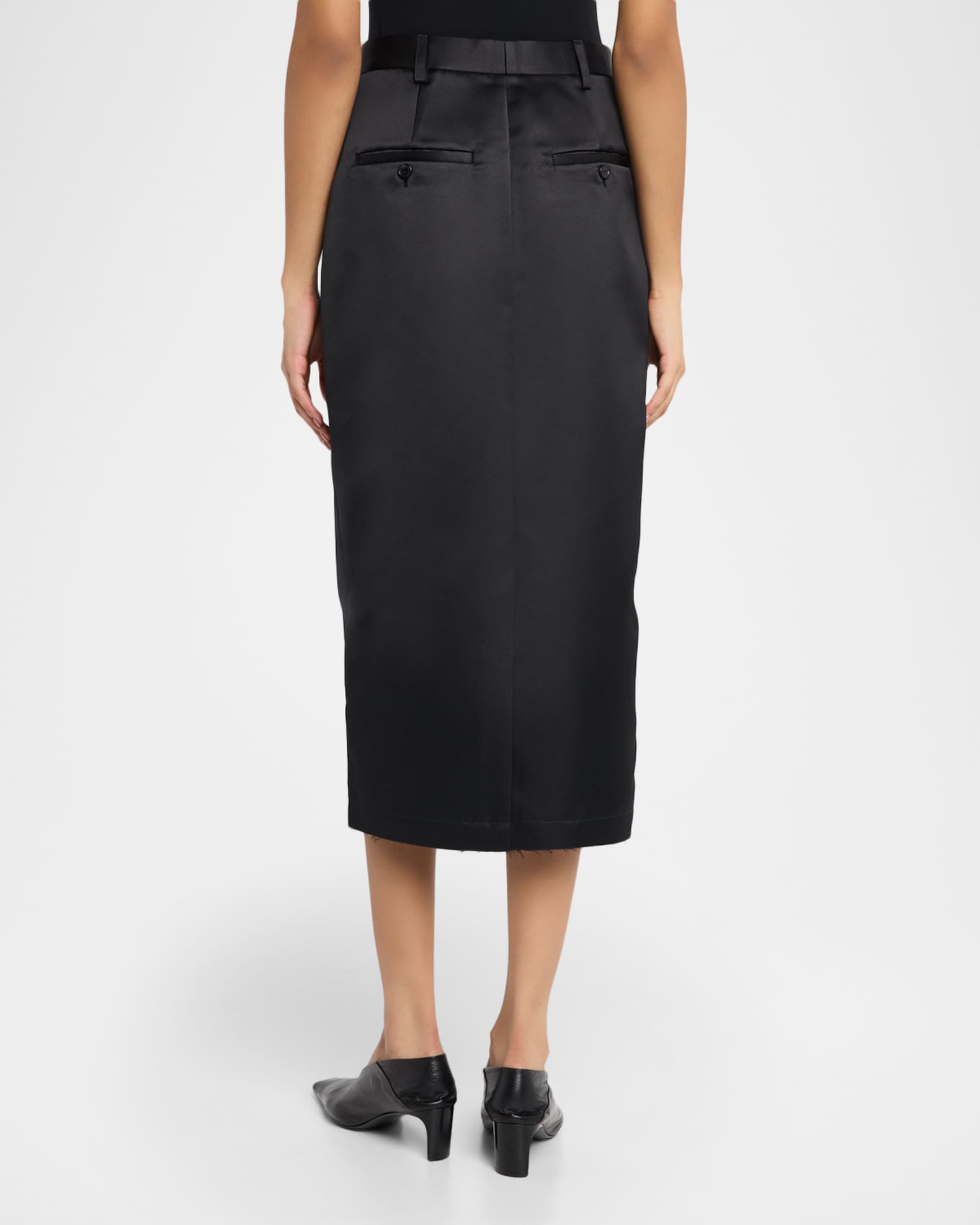 Co Tailored Duchess Satin Midi Pencil Skirt | Neiman Marcus