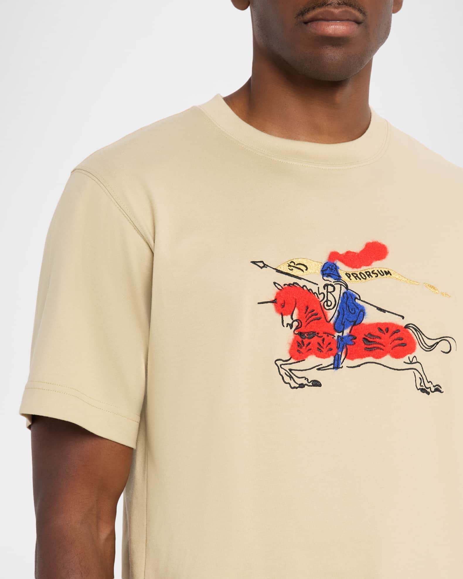 BURBERRY 馬のイラスト Tシャツ 6Y Burberry Men's Year of the Horse Embroidered EKD Cotton T-Shirt