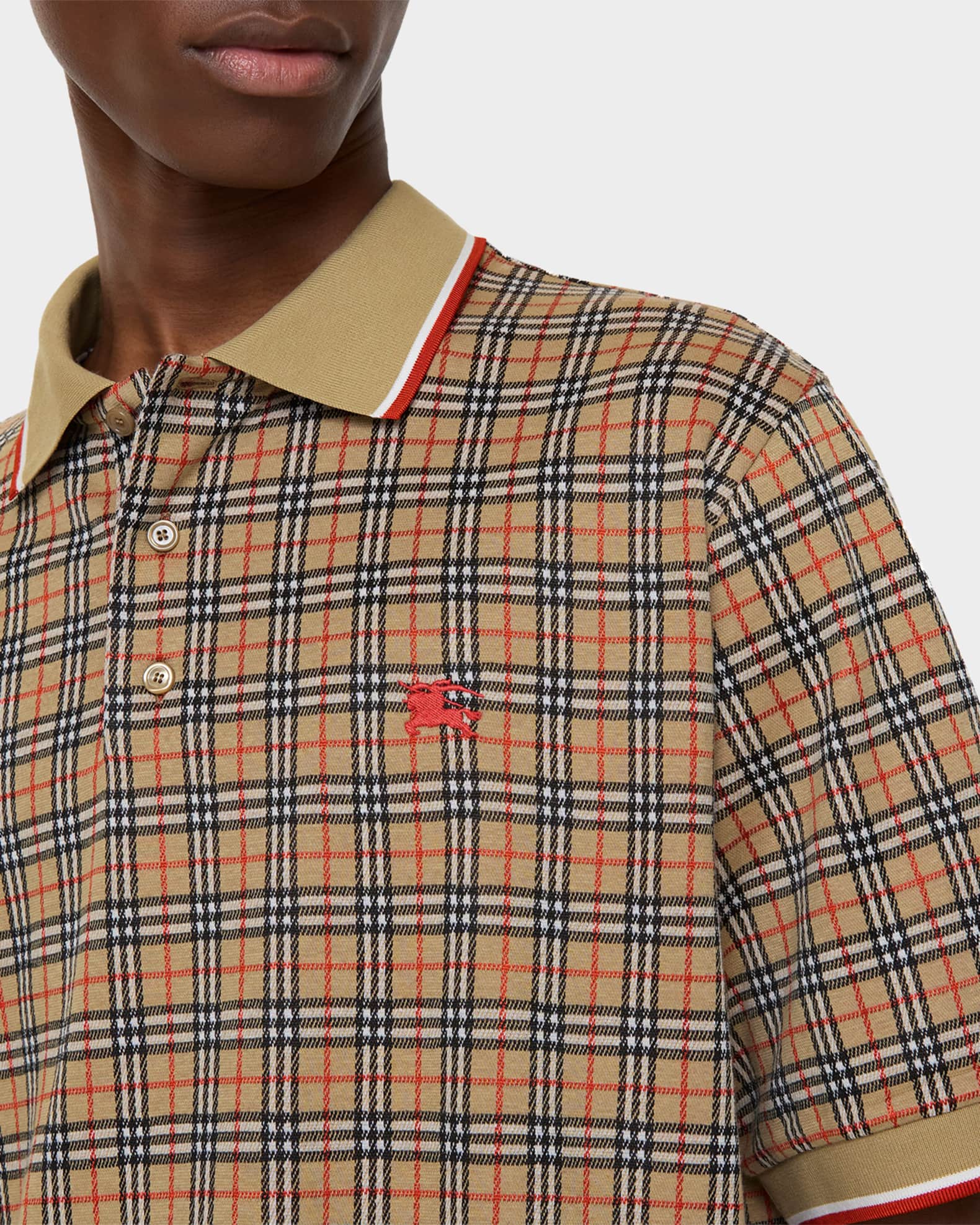 Burberry Men's Check Cotton Blend Polo Shirt | Neiman Marcus