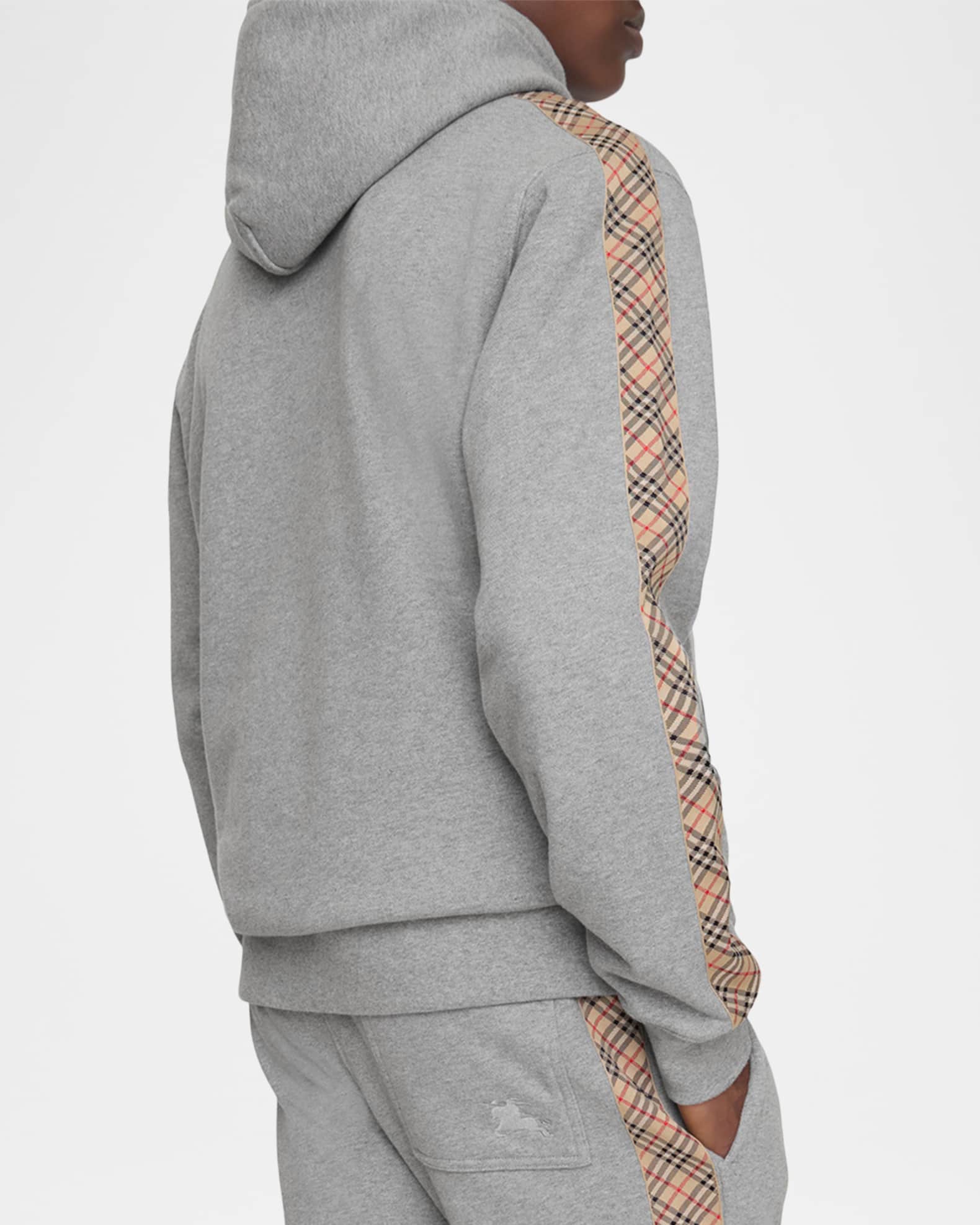 Burberry Men's Check-Trim Cotton Hoodie | Neiman Marcus