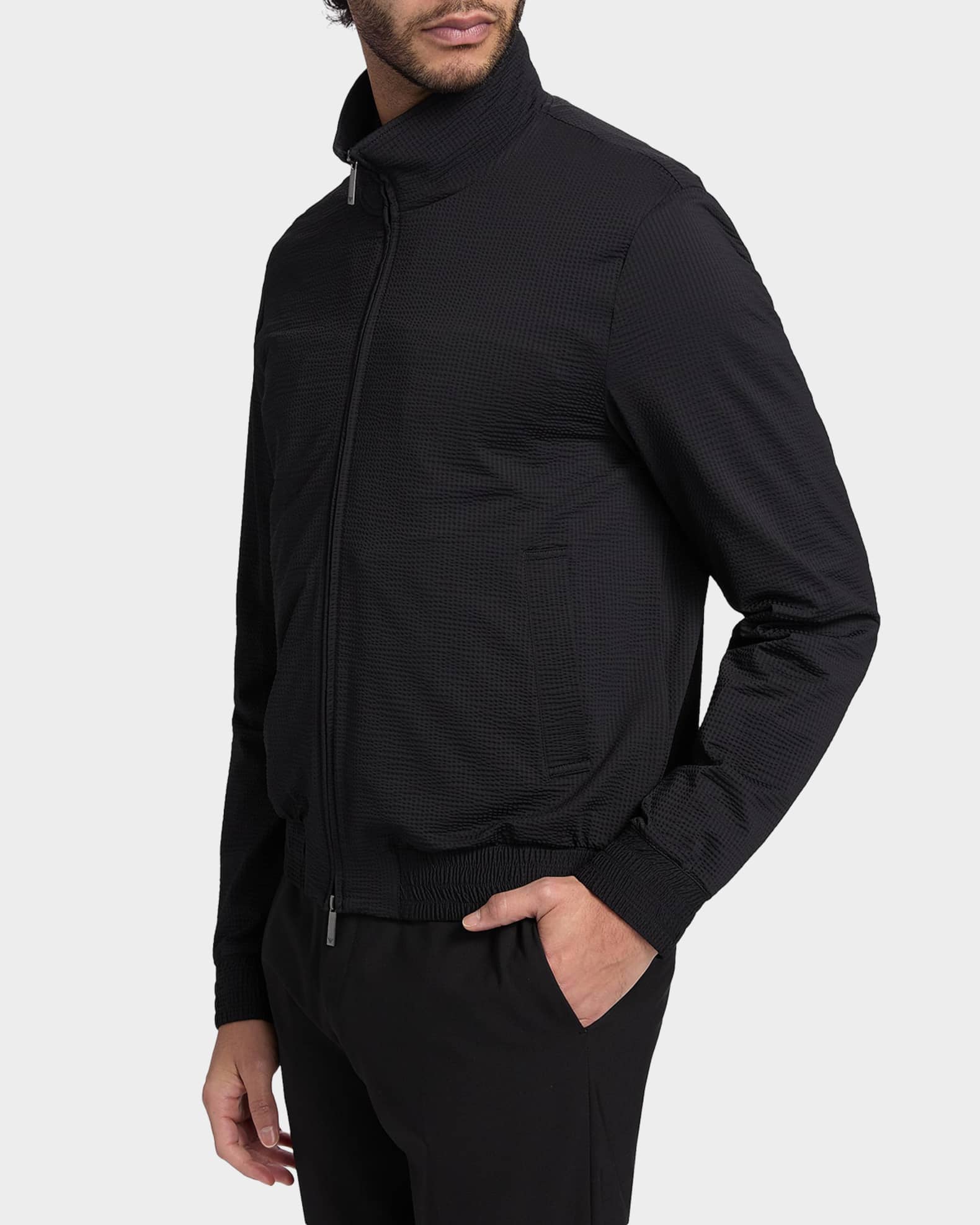 Emporio Armani Men's Seersucker Bomber Jacket | Neiman Marcus