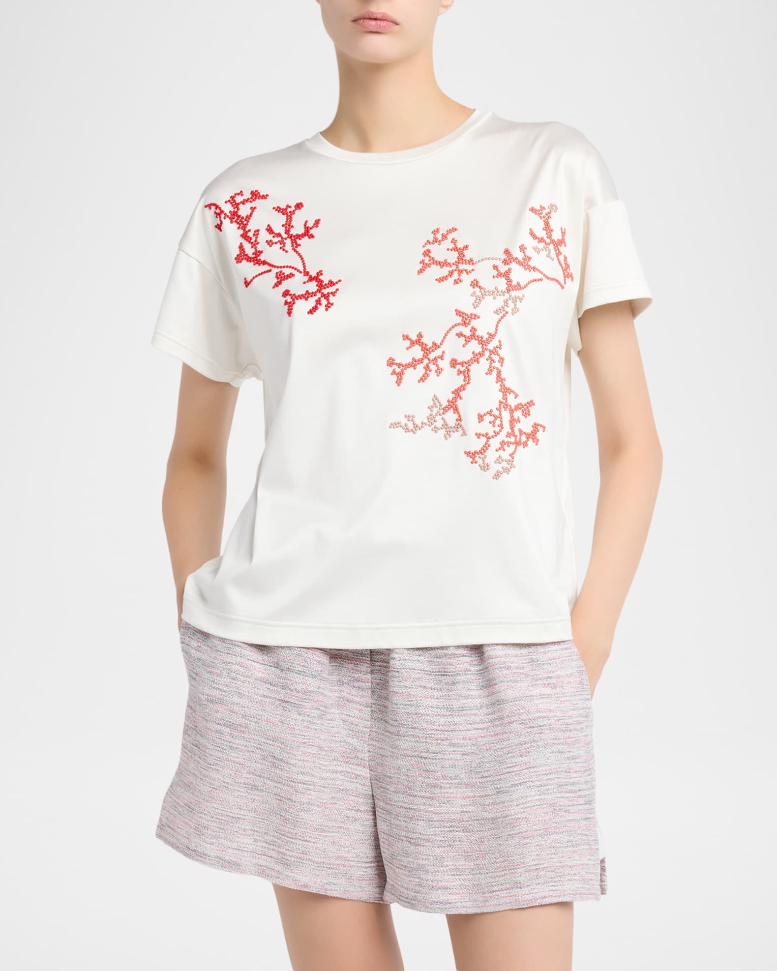 Giorgio Armani Embroidered Short-Sleeve T-Shirt | Neiman Marcus