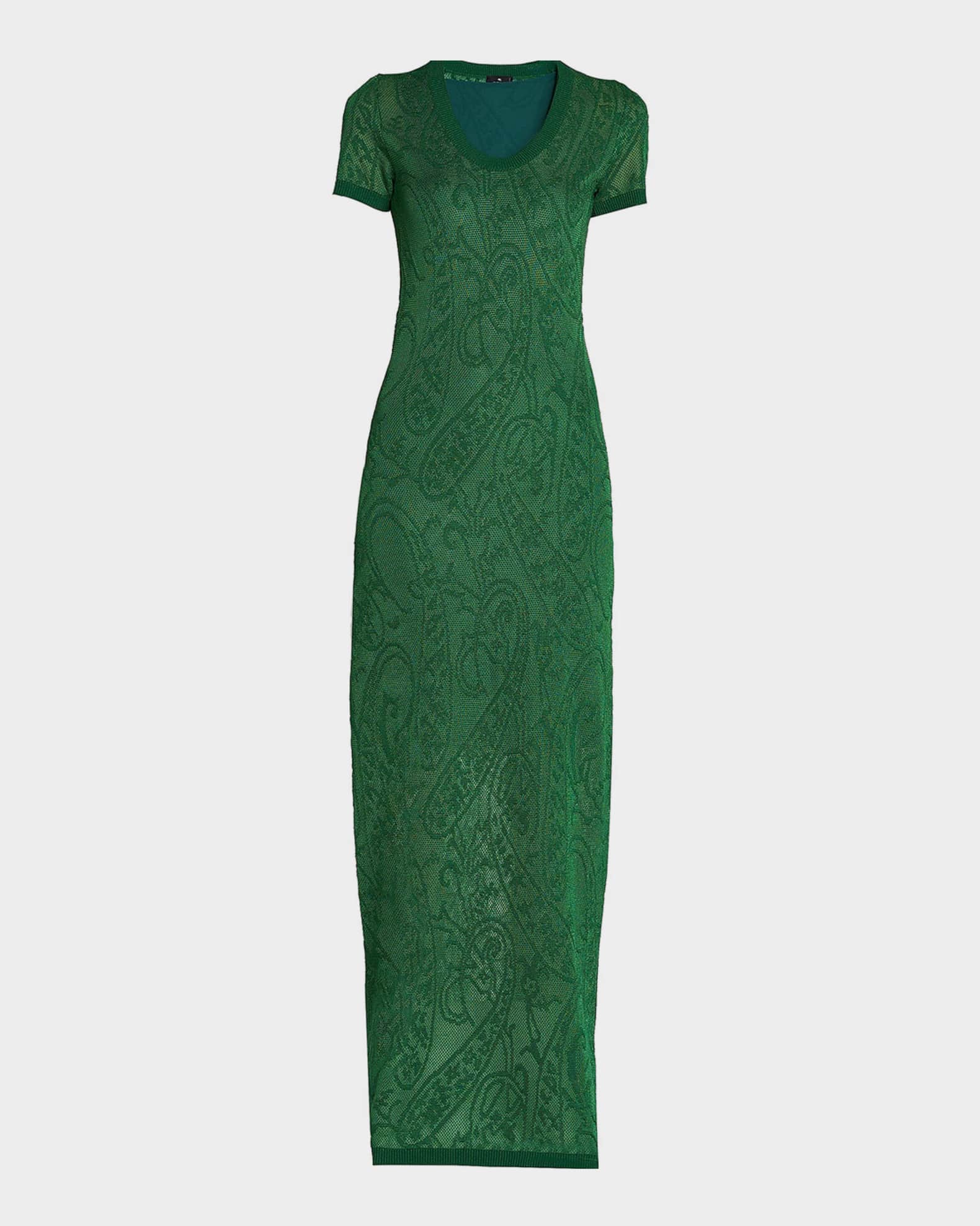 Etro Women's Floral Jacquard Knit Maxi Dress - Green Lawn - Size 10