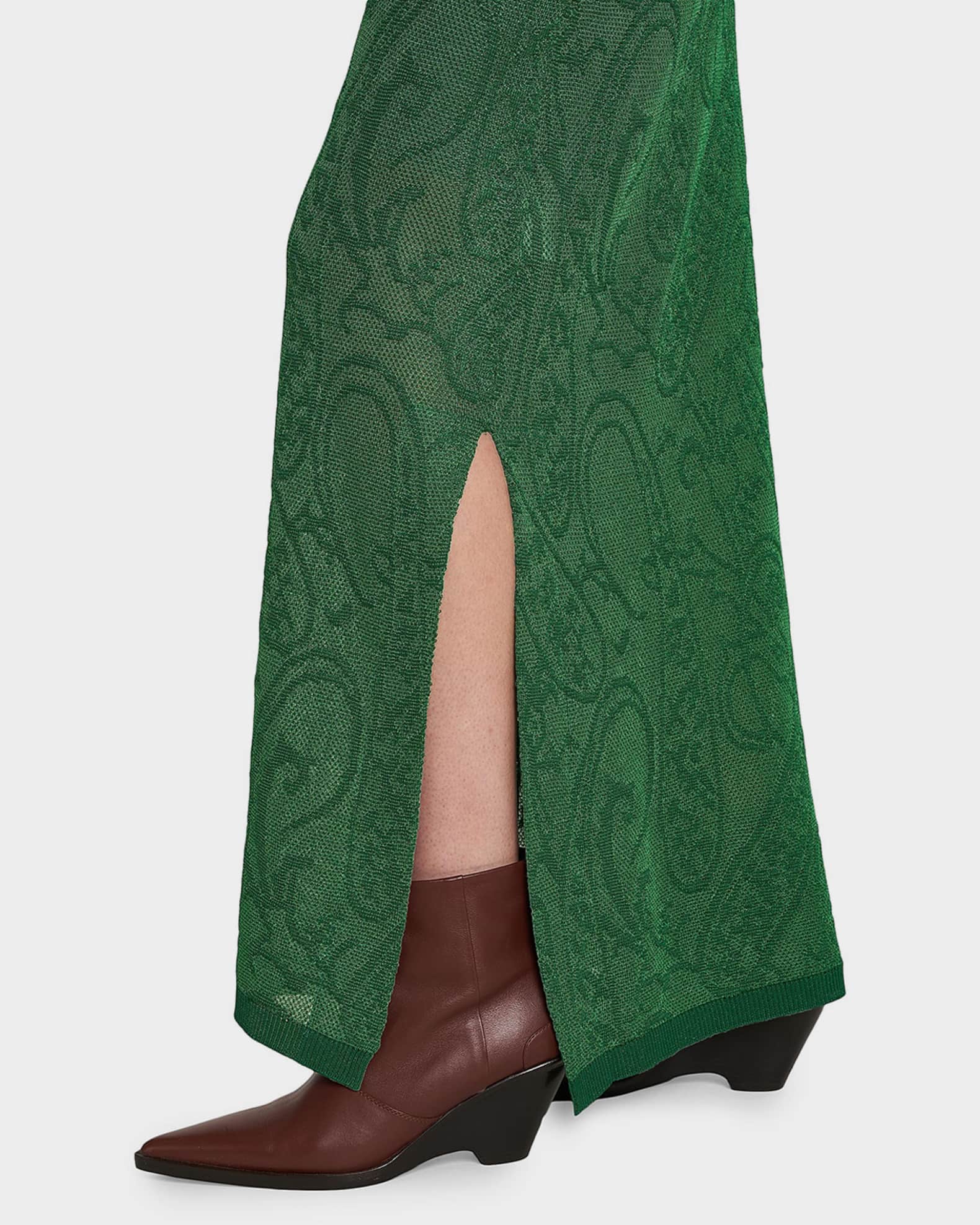 Etro Paisley Jacquard Knit Short-Sleeve Maxi Dress | Neiman Marcus