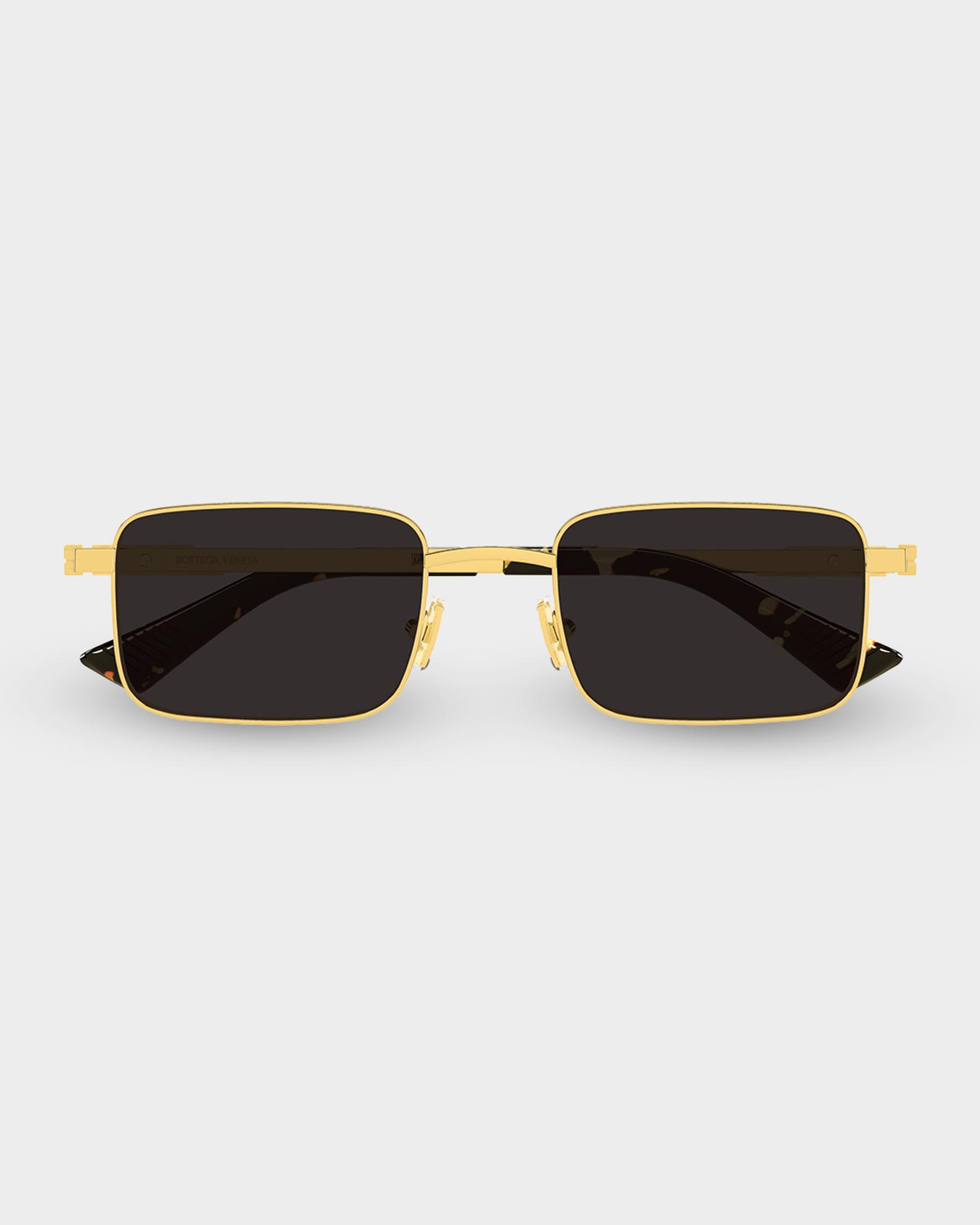 し*ょ様 BOTTEGA VENETA サングラス ブラック ゴールド Bottega Veneta Men's BV1469S-001 Metal Rectangle Sunglasses