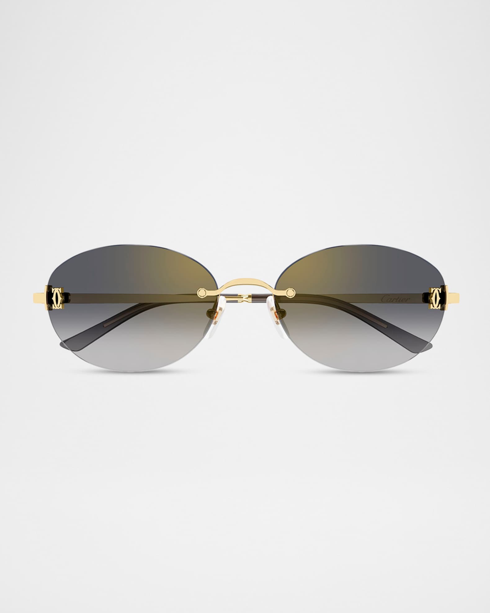 Cartier　フランス製　フルリム メタルオーバル　メガネ Cartier 54mm Metal Oval Sunglasses | Neiman Marcus