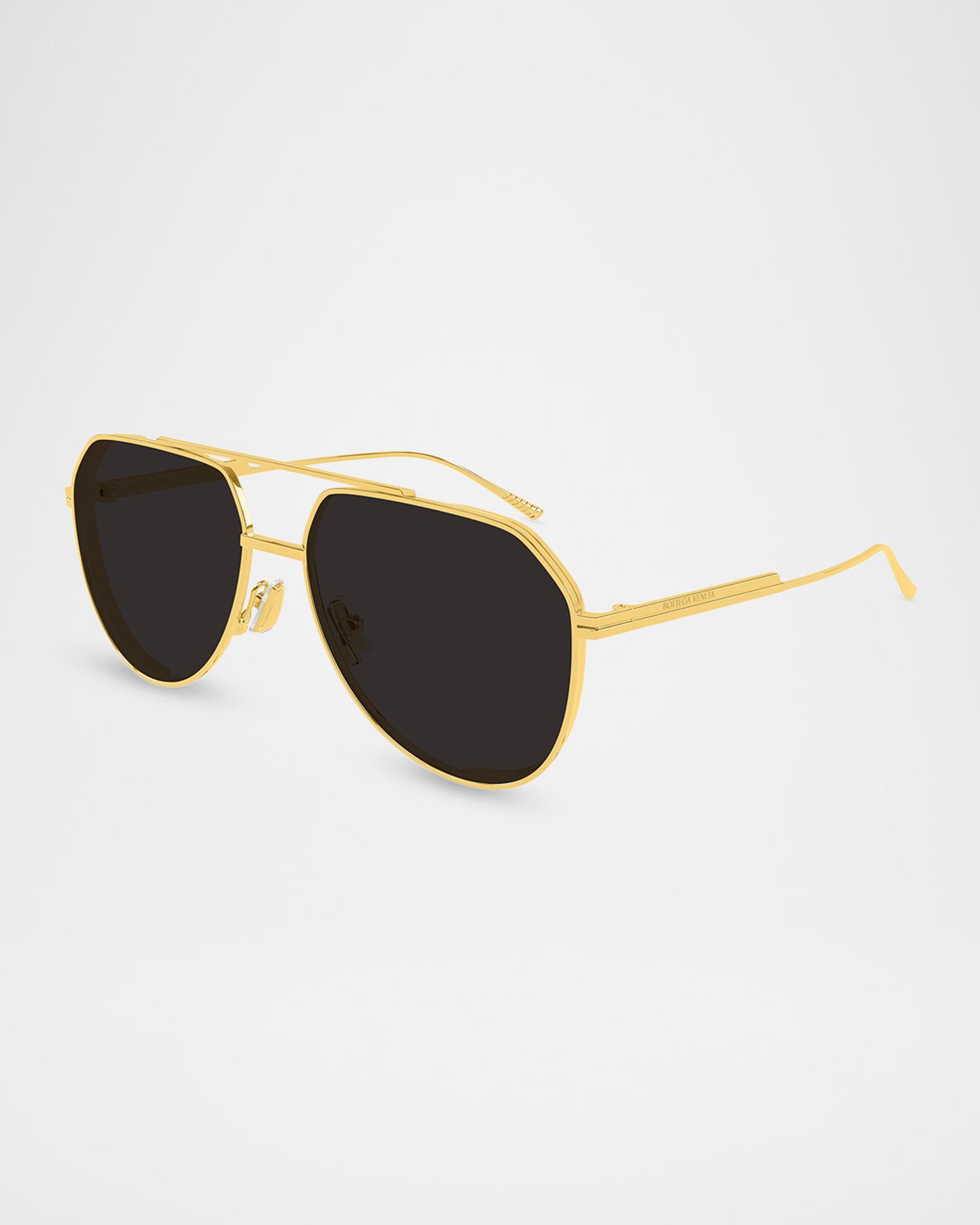 Bottega Veneta Gold Double Bridge Pink Lens Aviator Sunglasses BOTTEGA VENETTA Gold Frame Brown Lens AVIATOR Sunglasses main image 2