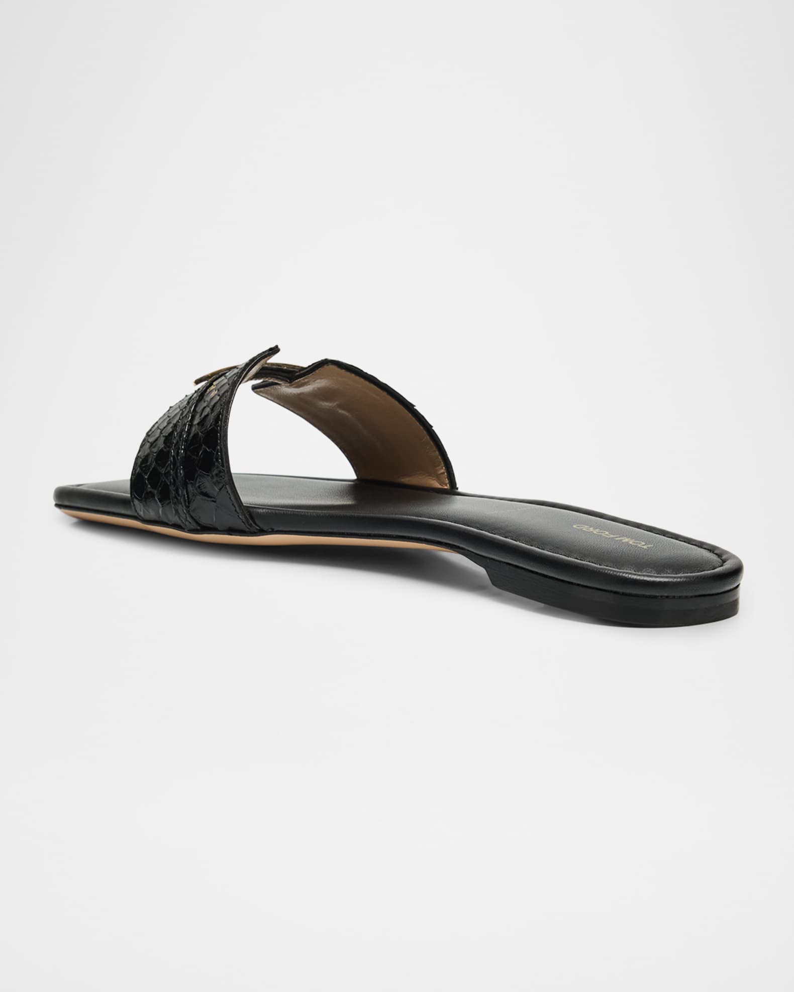 TOM FORD Snake-Embossed Leather Flat Sandals | Neiman Marcus