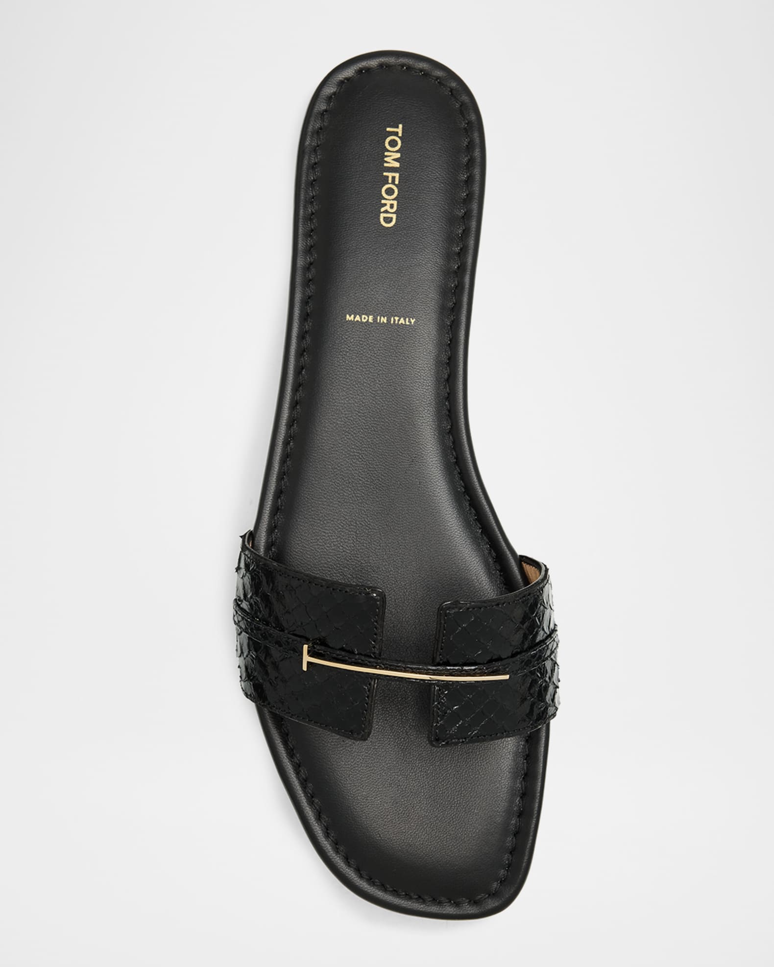 TOMFORD サンダル　フラットサンダル TOM FORD Snake-Embossed Leather Flat Sandals | Neiman Marcus