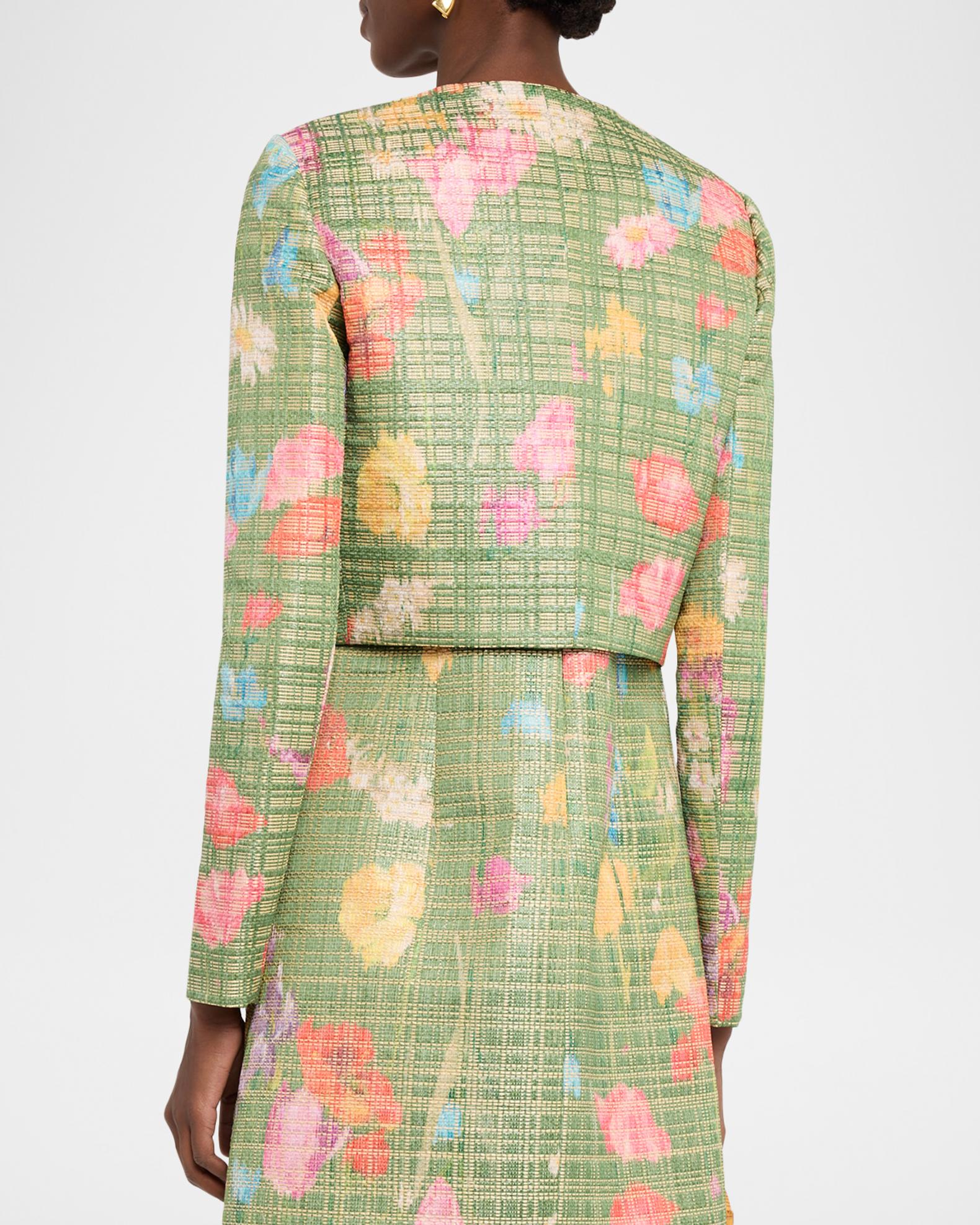 Lela Rose Floral Raffia Crop Jacket | Neiman Marcus
