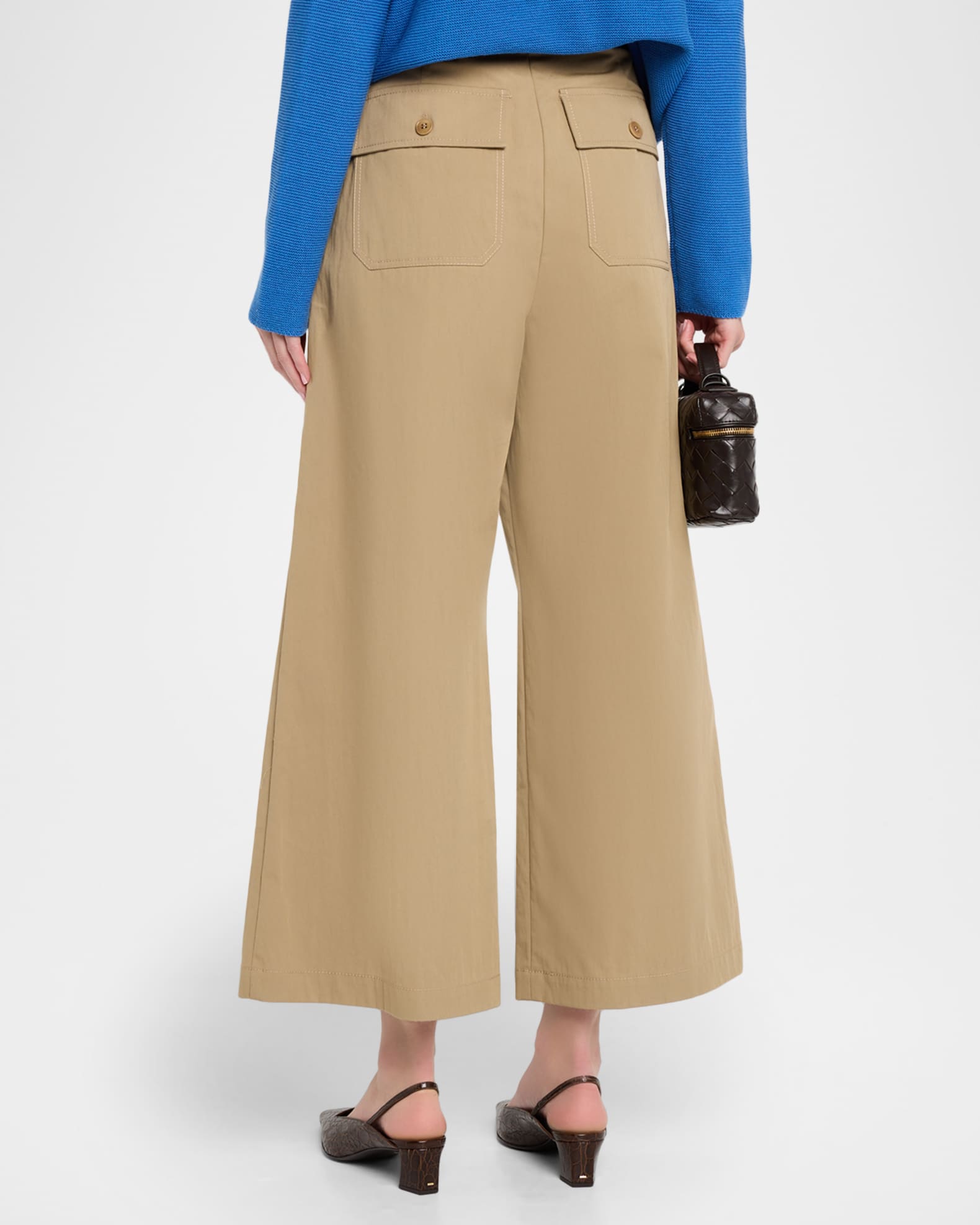 Weekend Max Mara Cropped Wide-Leg Gabardine Pants | Neiman Marcus
