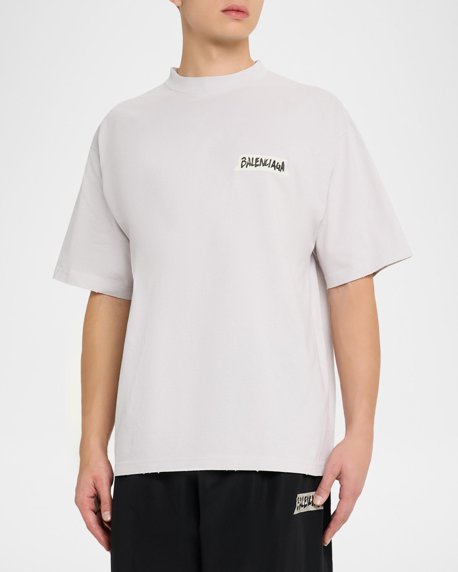 Balenciaga Men's Jersey Masking Tape Logo T-Shirt | Neiman Marcus