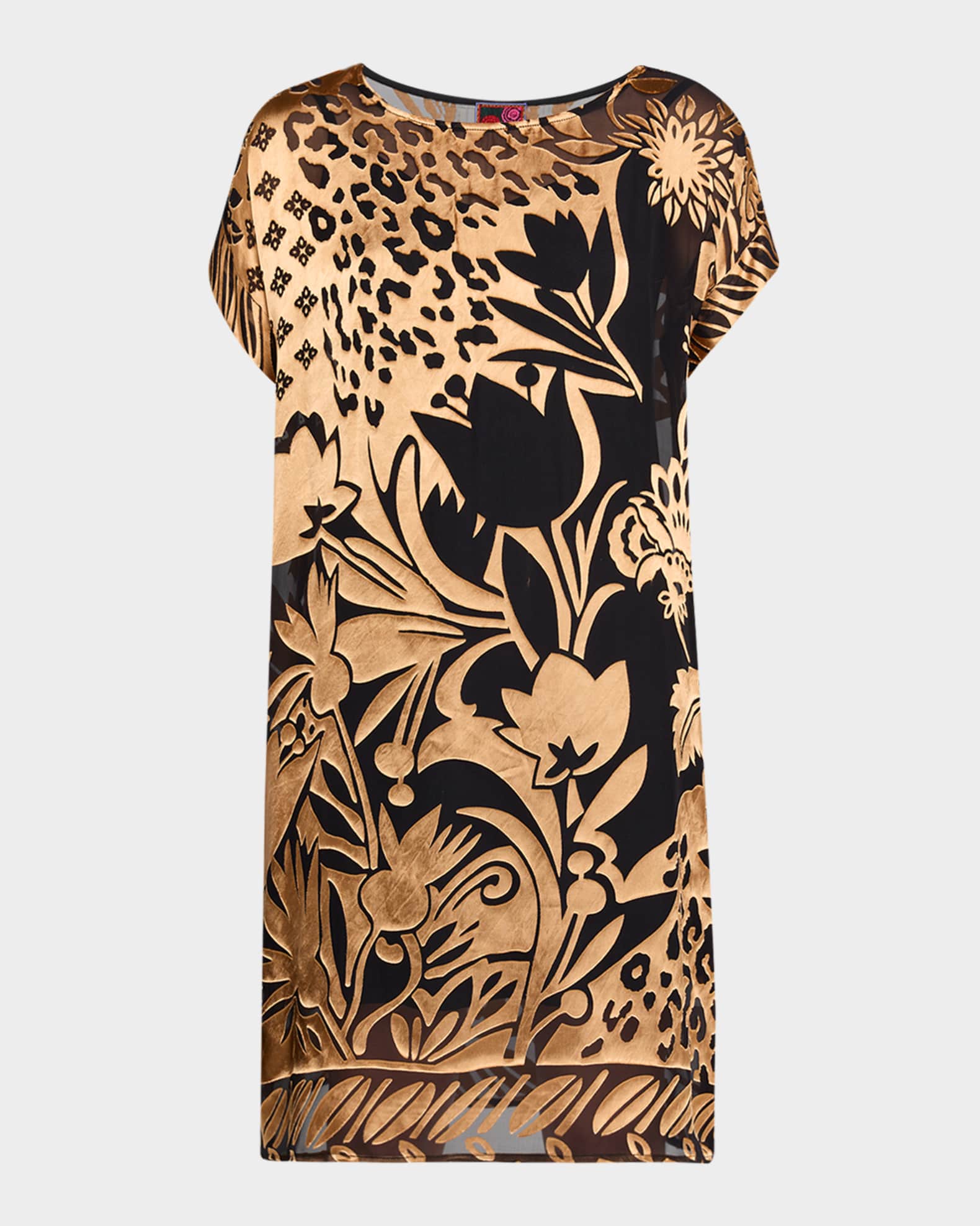 Johnny Was Daiyu Floral Burnout Midi Shift Dress | Neiman Marcus