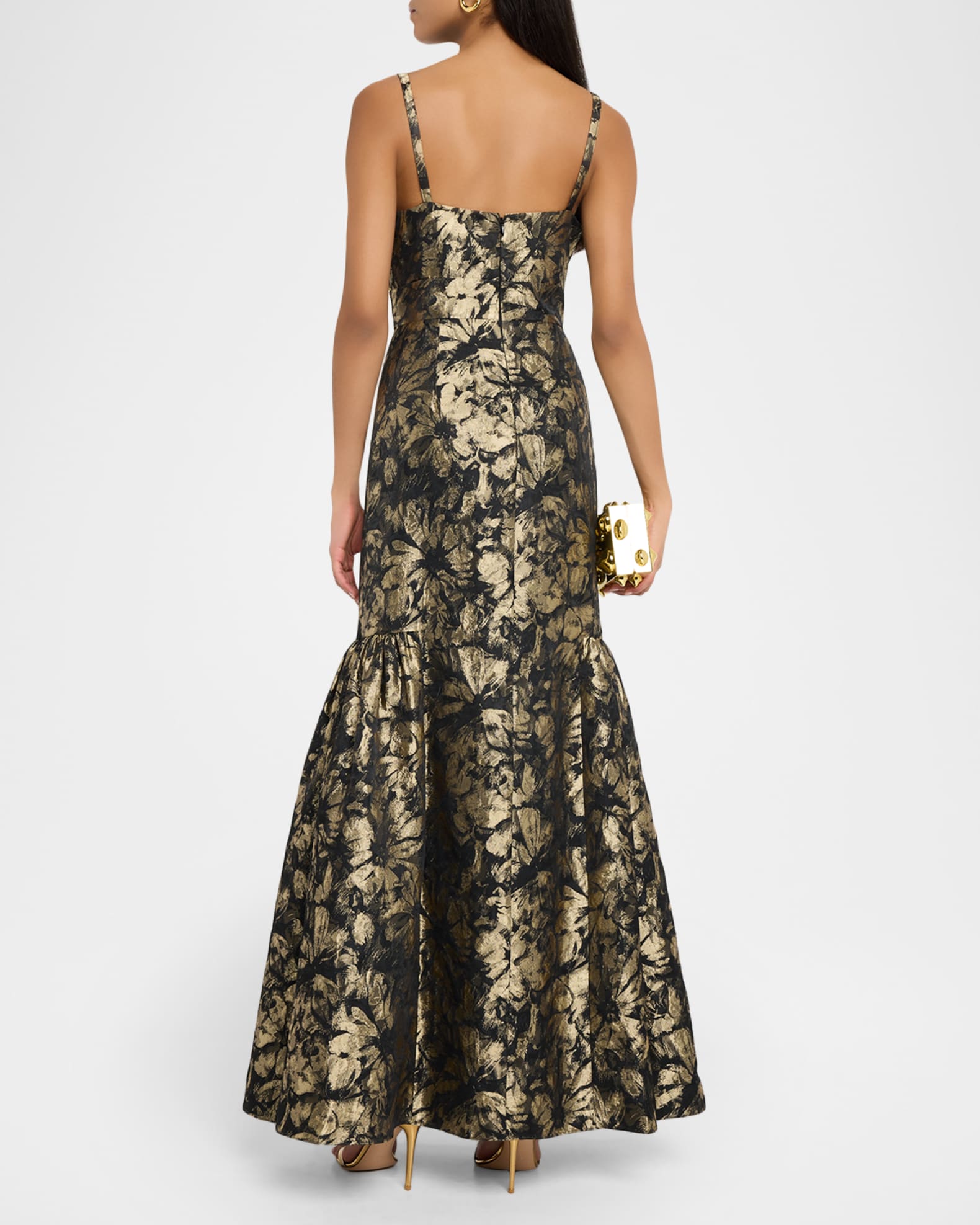 Aidan Mattox Sleeveless Floral Jacquard Mermaid Gown | Neiman Marcus