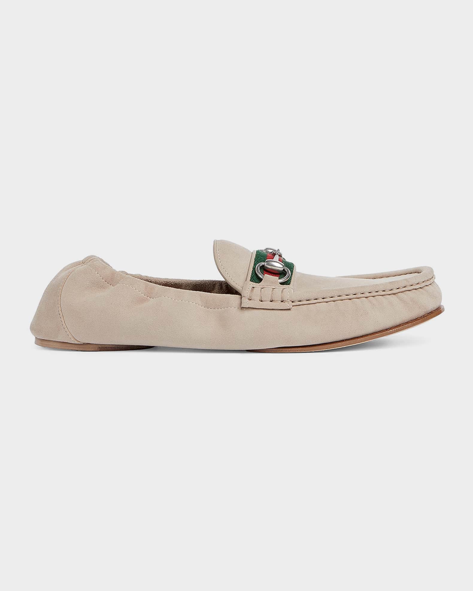 Gucci Men's Horsebit 1953 Suede Moc-Toe Loafers | Neiman Marcus